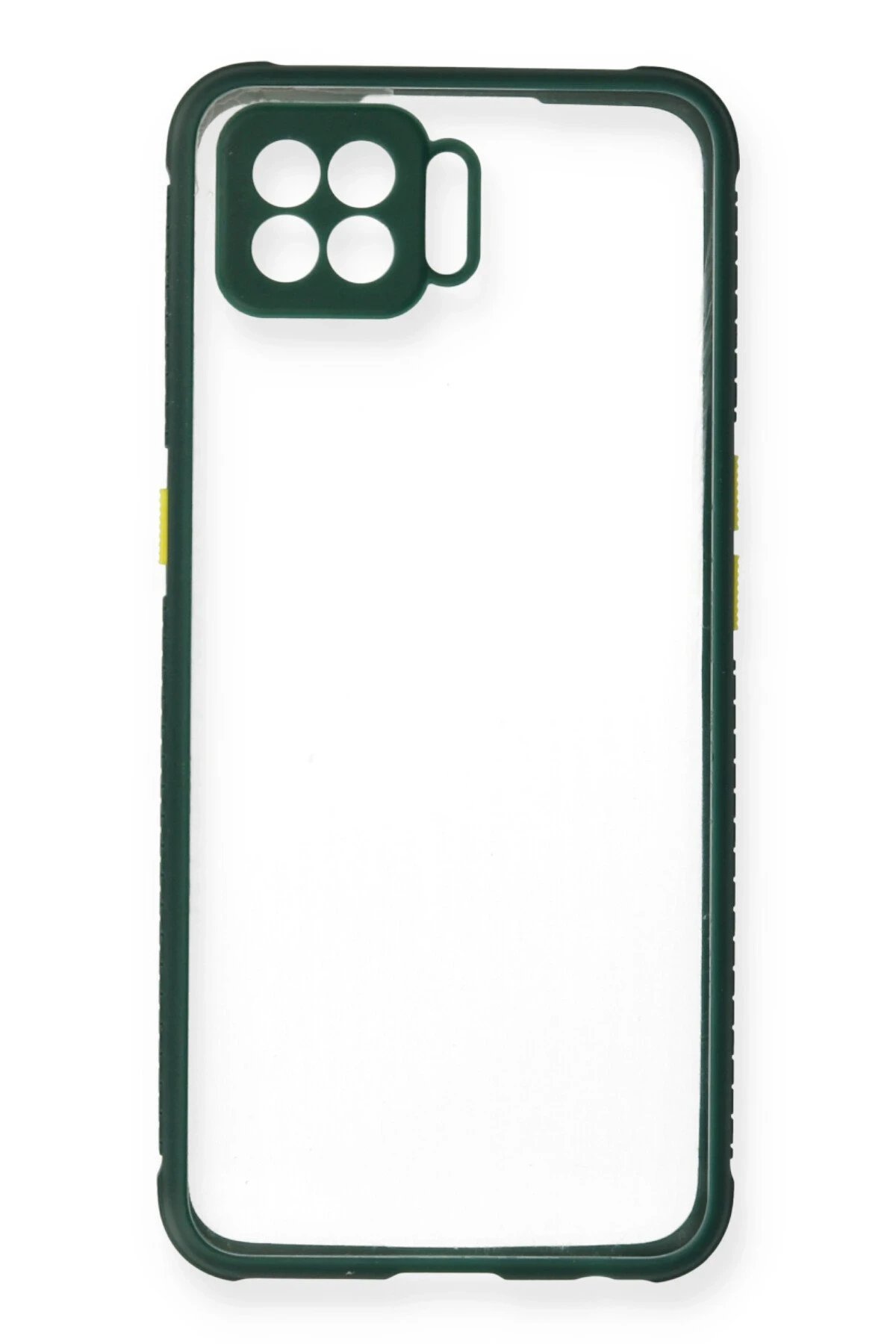 Newface Oppo Reno 4 Lite Kılıf Miami Şeffaf Silikon - Koyu Yeşil