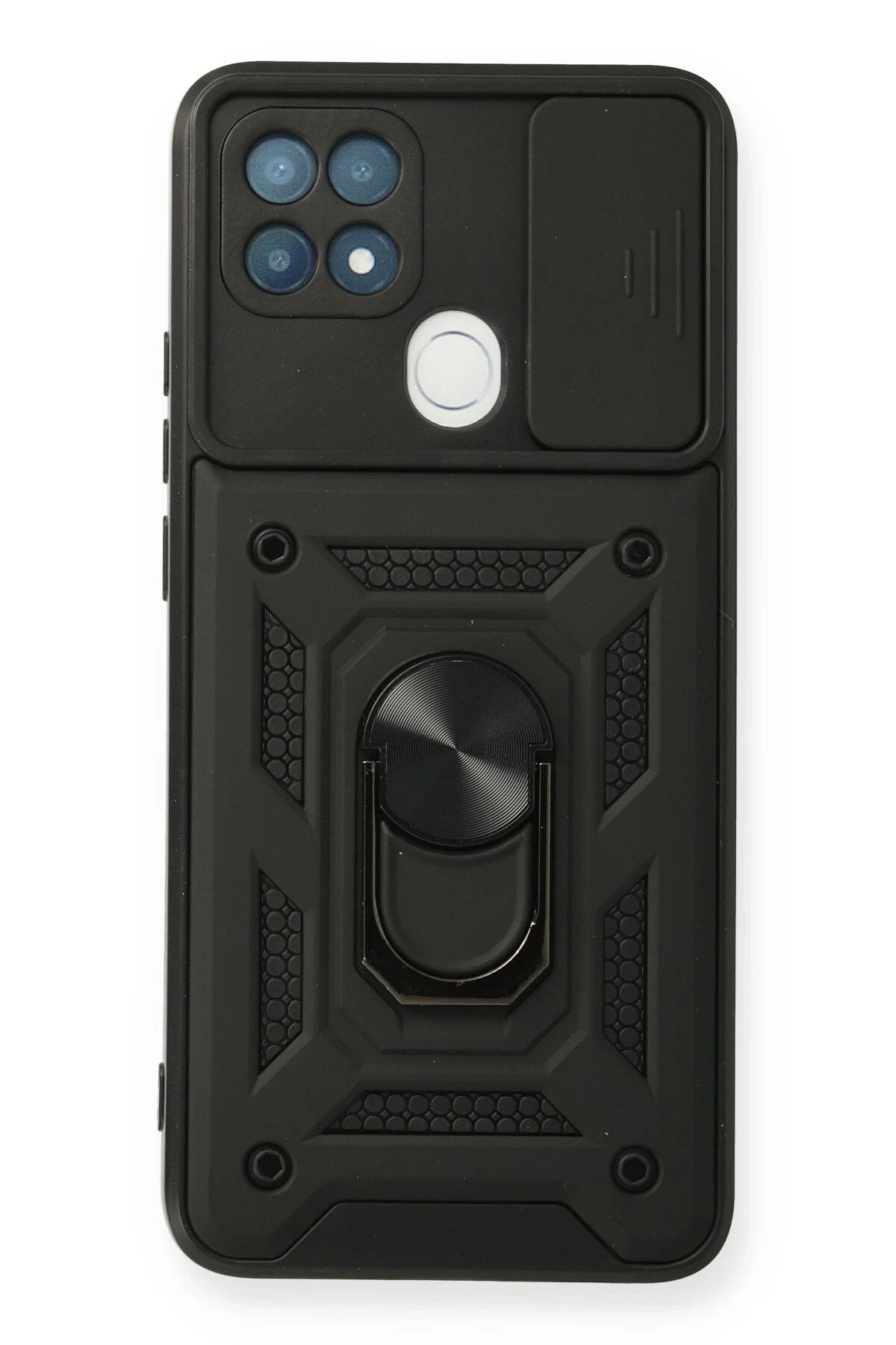 Newface Oppo A15 Kılıf Pars Lens Yüzüklü Silikon - Siyah