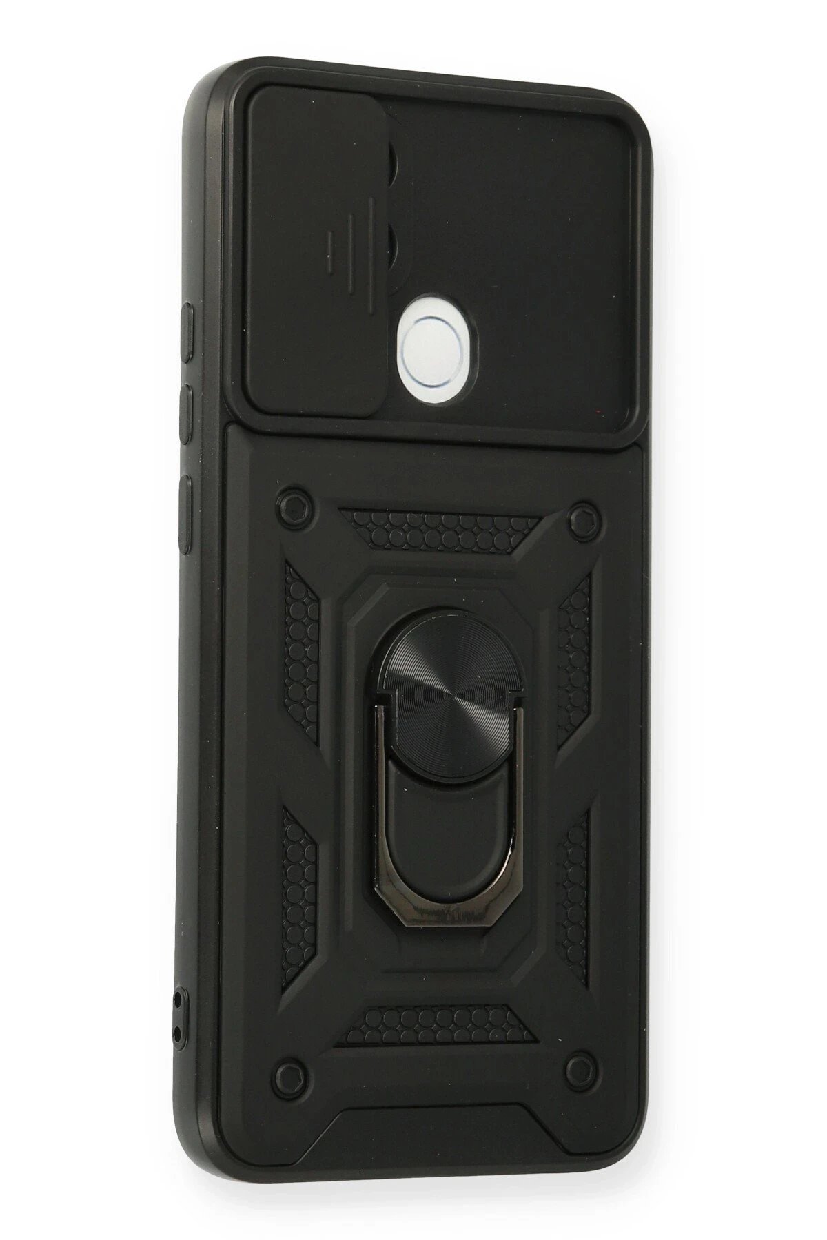 Newface Oppo A15 Kılıf Pars Lens Yüzüklü Silikon - Siyah