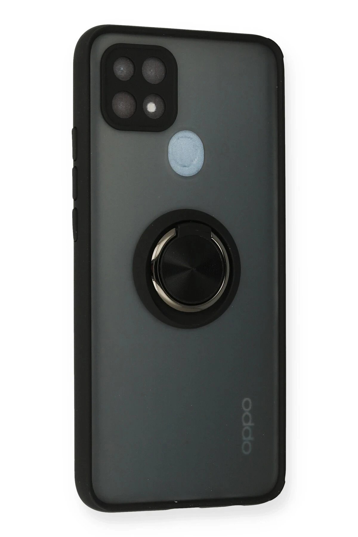 Newface Oppo A15 Kılıf Montreal Yüzüklü Silikon Kapak - Siyah