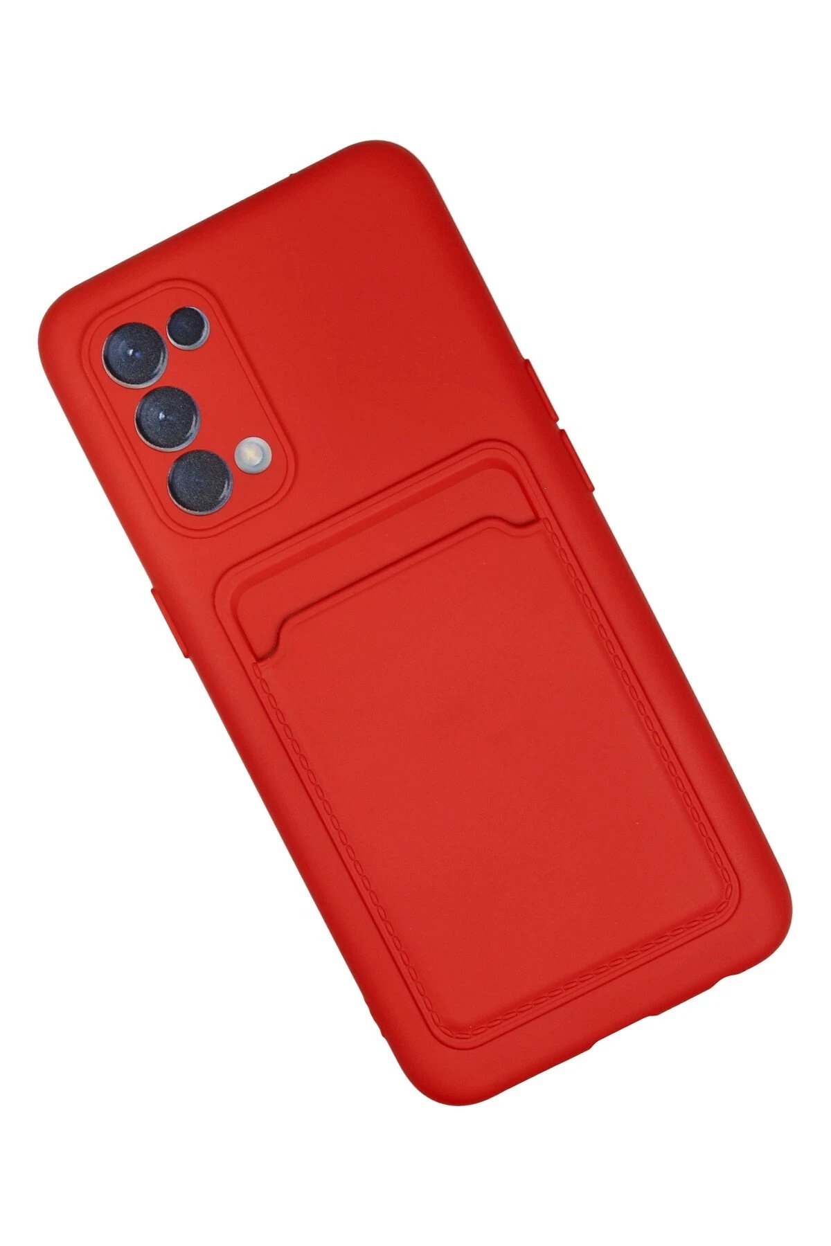 Newface Oppo Reno 5 Kılıf Kelvin Kartvizitli Silikon - Kırmızı