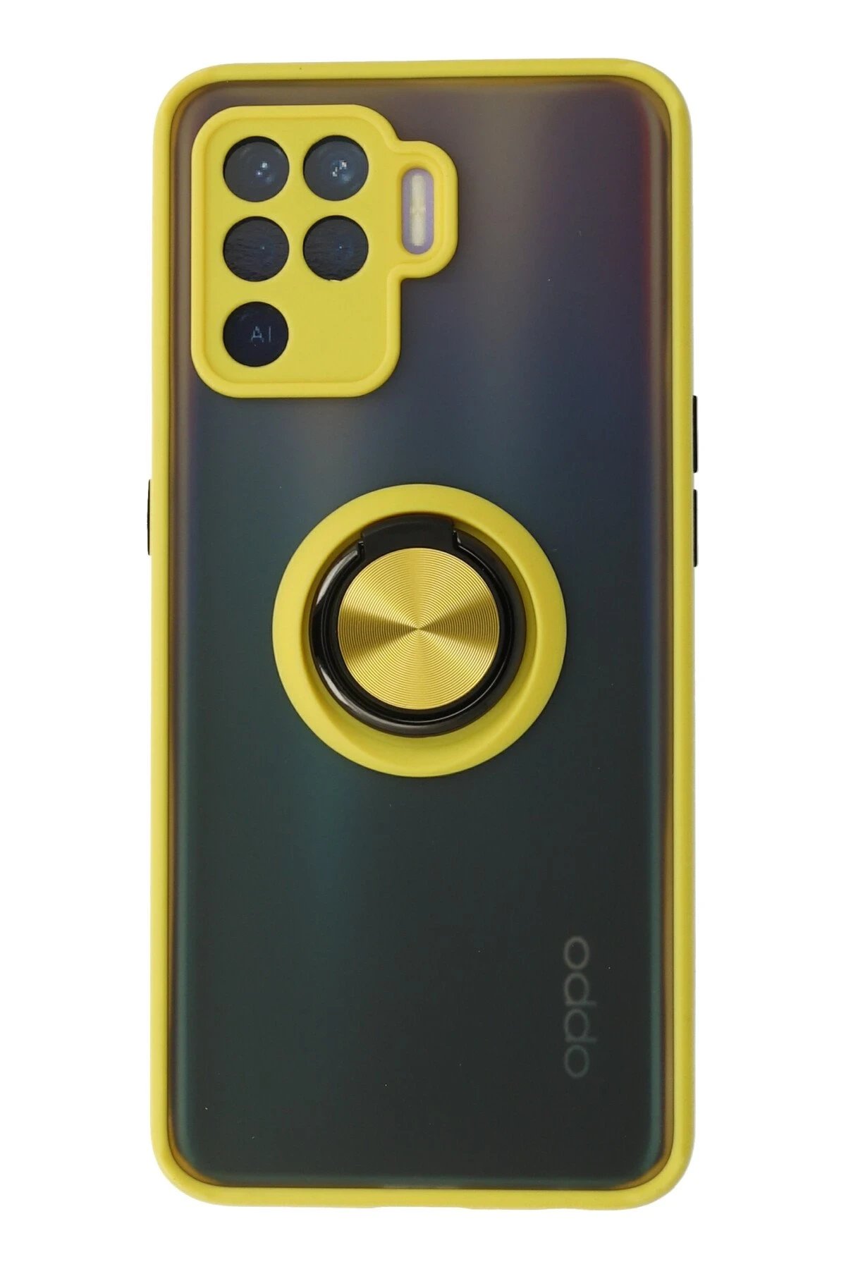 Newface Oppo Reno 5 Lite Kılıf Montreal Yüzüklü Silikon Kapak - Sarı