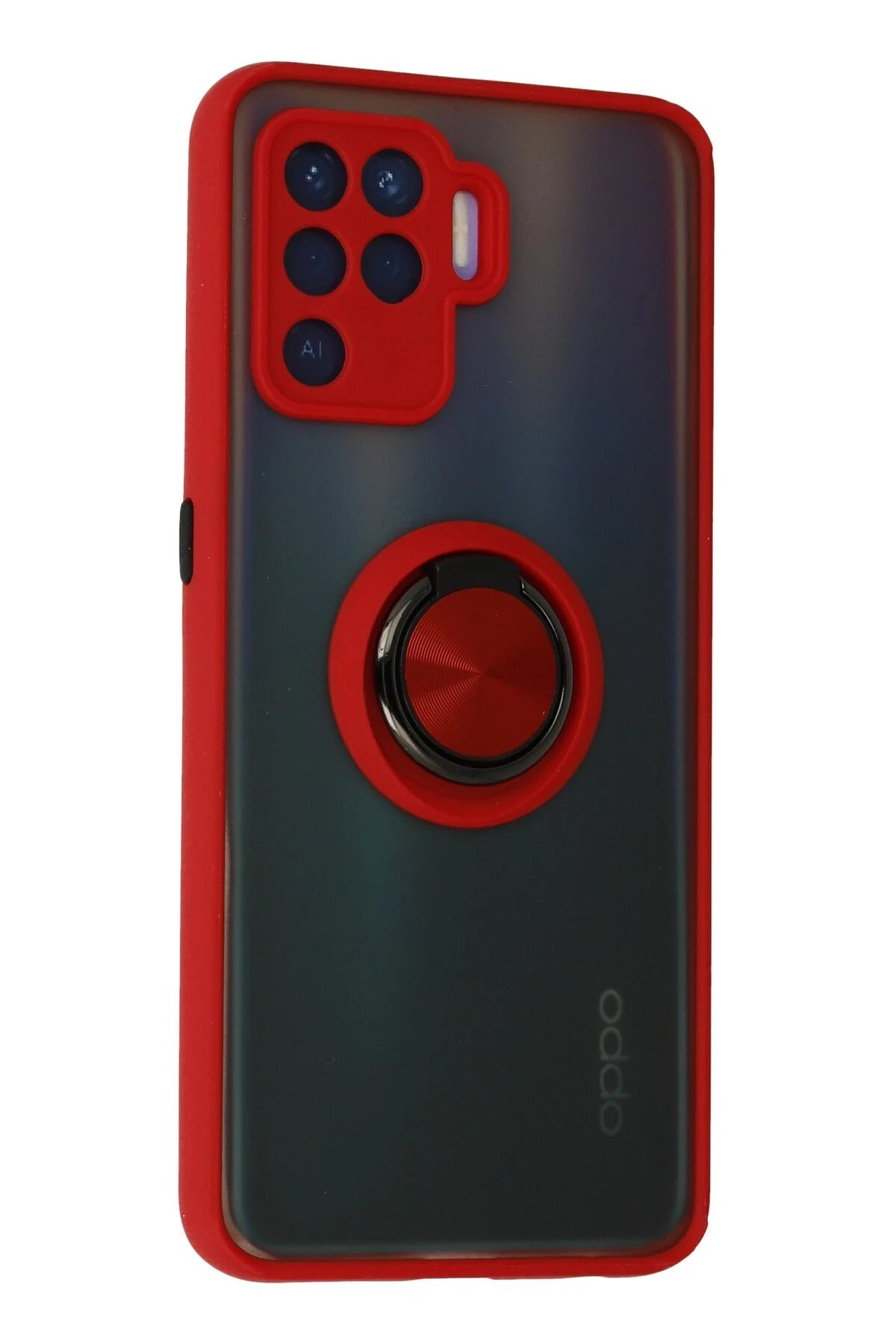 Newface Oppo Reno 5 Lite Kılıf Montreal Yüzüklü Silikon Kapak - Kırmızı