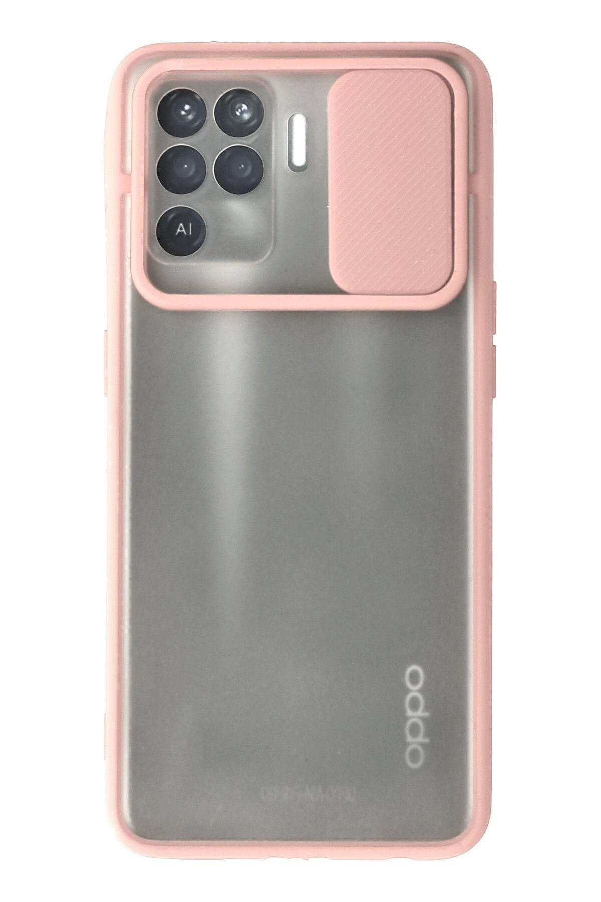 Newface Oppo Reno 5 Lite Kılıf Palm Buzlu Kamera Sürgülü Silikon - Pembe