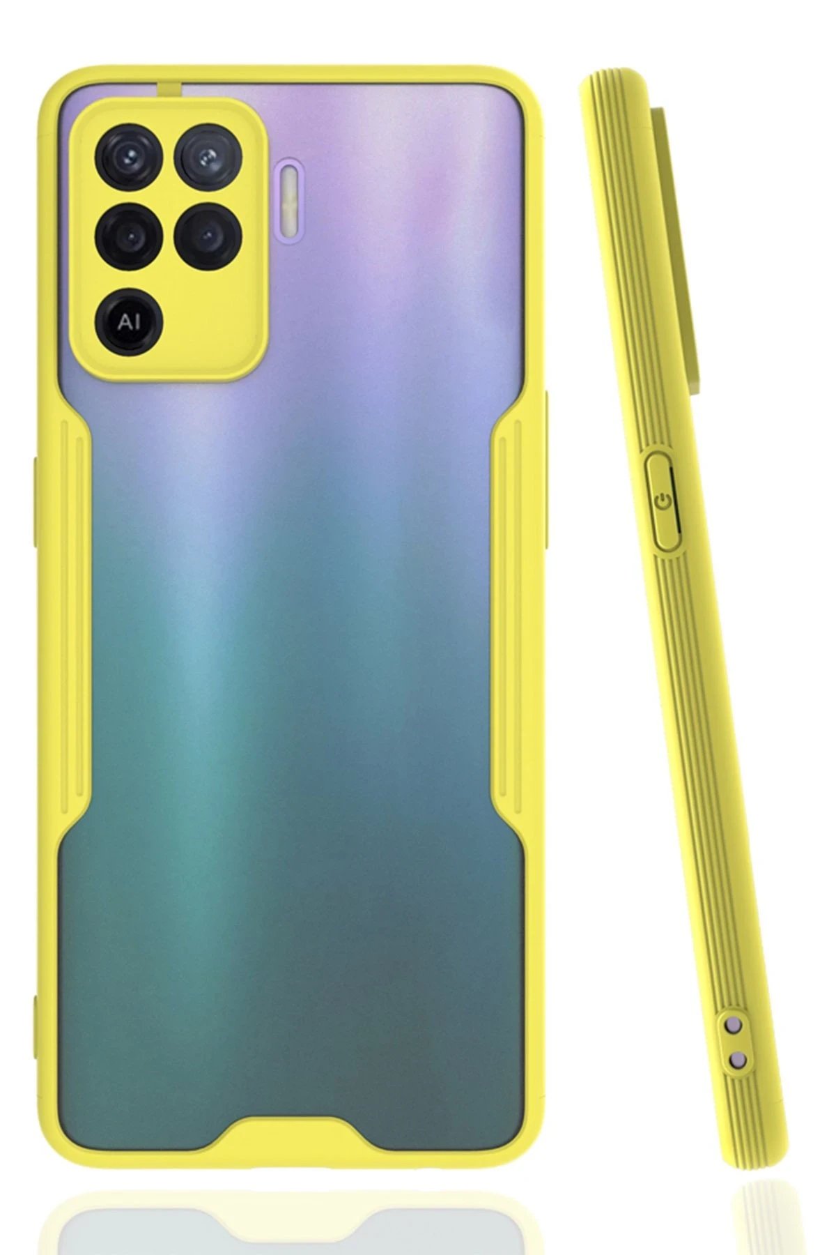 Newface Oppo Reno 5 Lite Kılıf Platin Silikon - Sarı