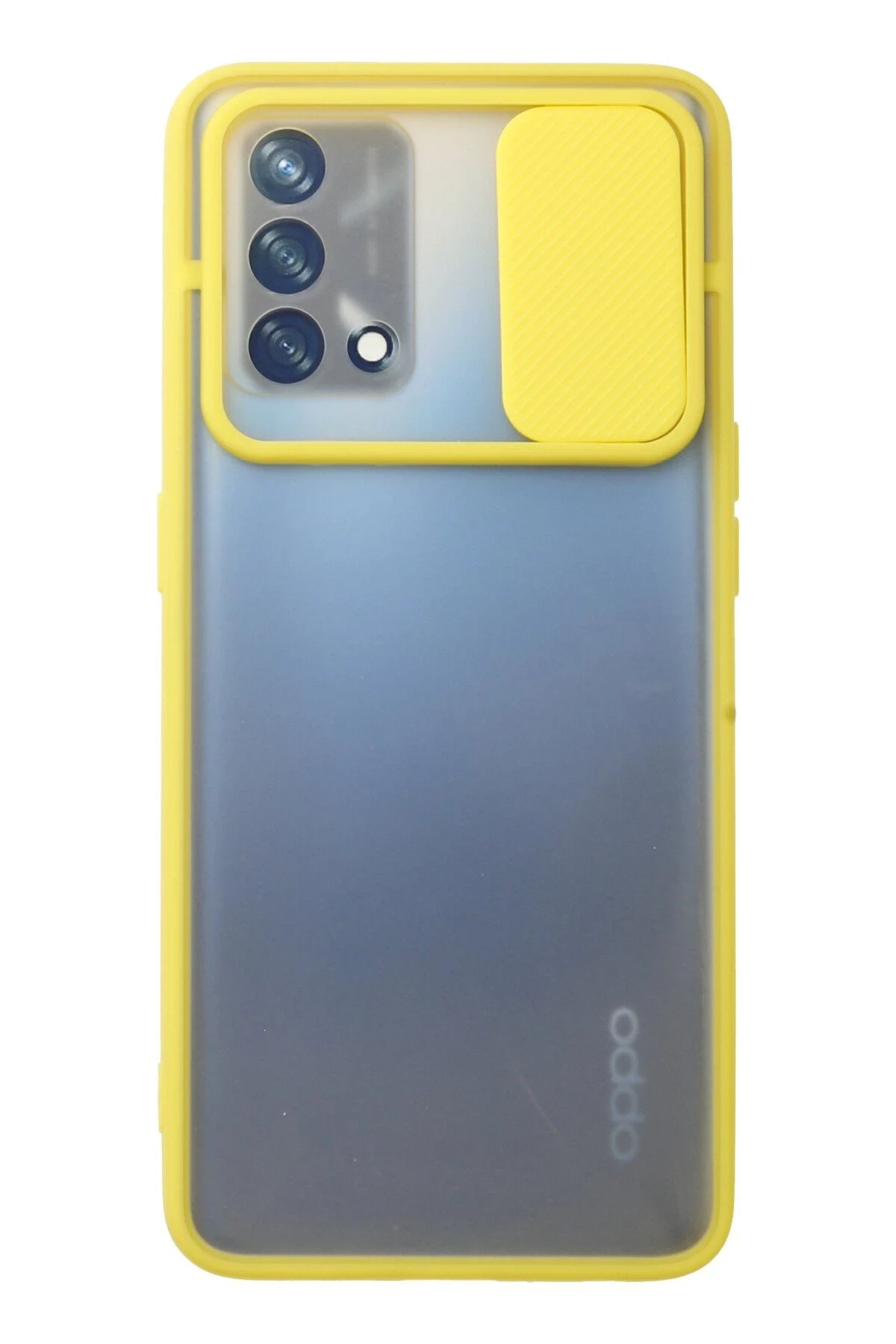 Newface Oppo A74 4G Kılıf Palm Buzlu Kamera Sürgülü Silikon - Sarı