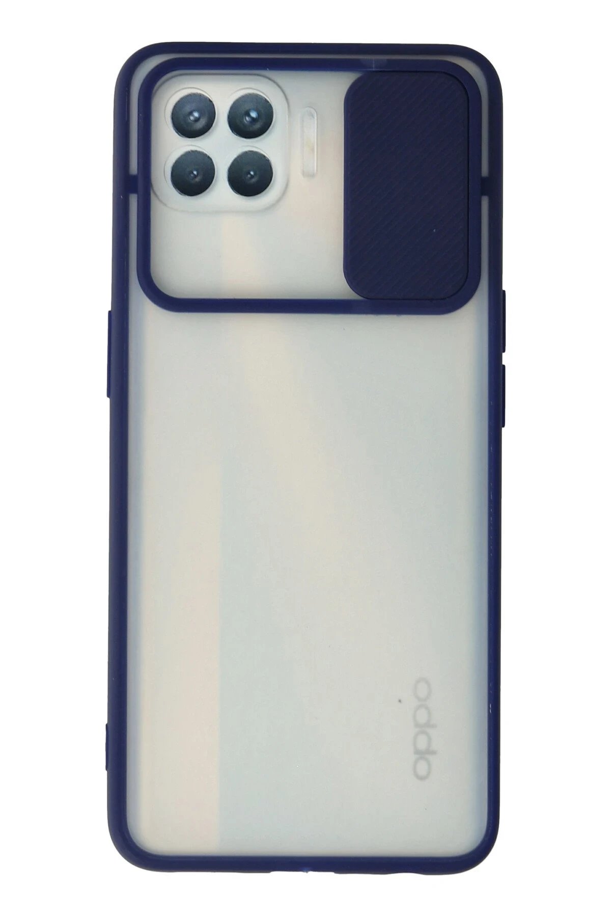 Newface Oppo Reno 4 Lite Kılıf Palm Buzlu Kamera Sürgülü Silikon - Lacivert