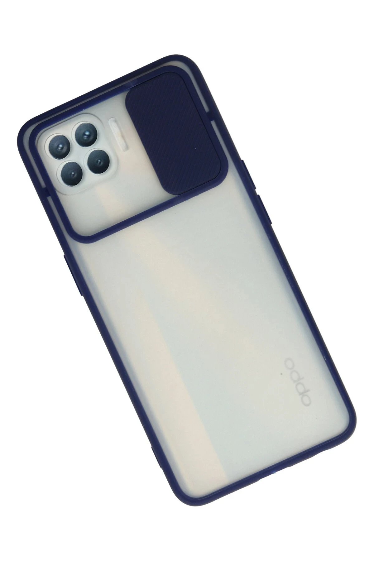 Newface Oppo Reno 4 Lite Kılıf Palm Buzlu Kamera Sürgülü Silikon - Lacivert