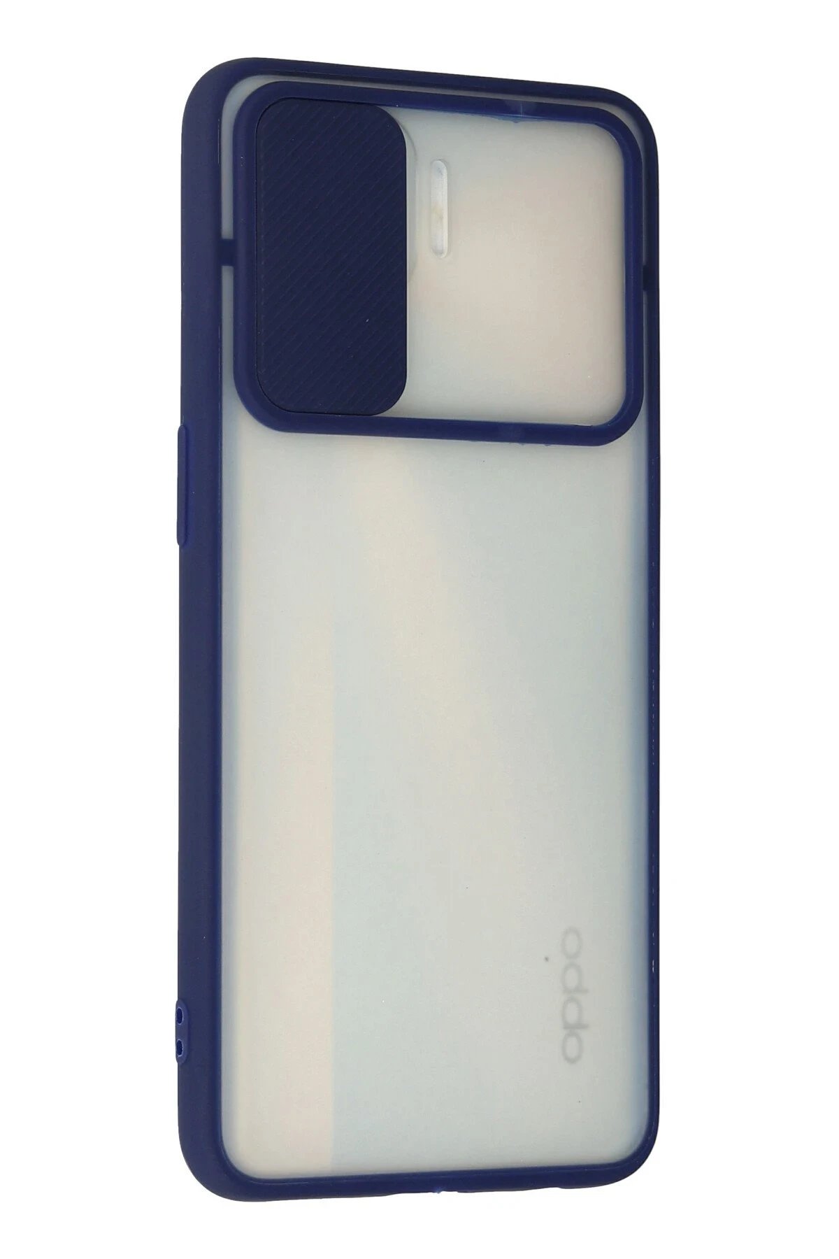 Newface Oppo Reno 4 Lite Kılıf Palm Buzlu Kamera Sürgülü Silikon - Lacivert