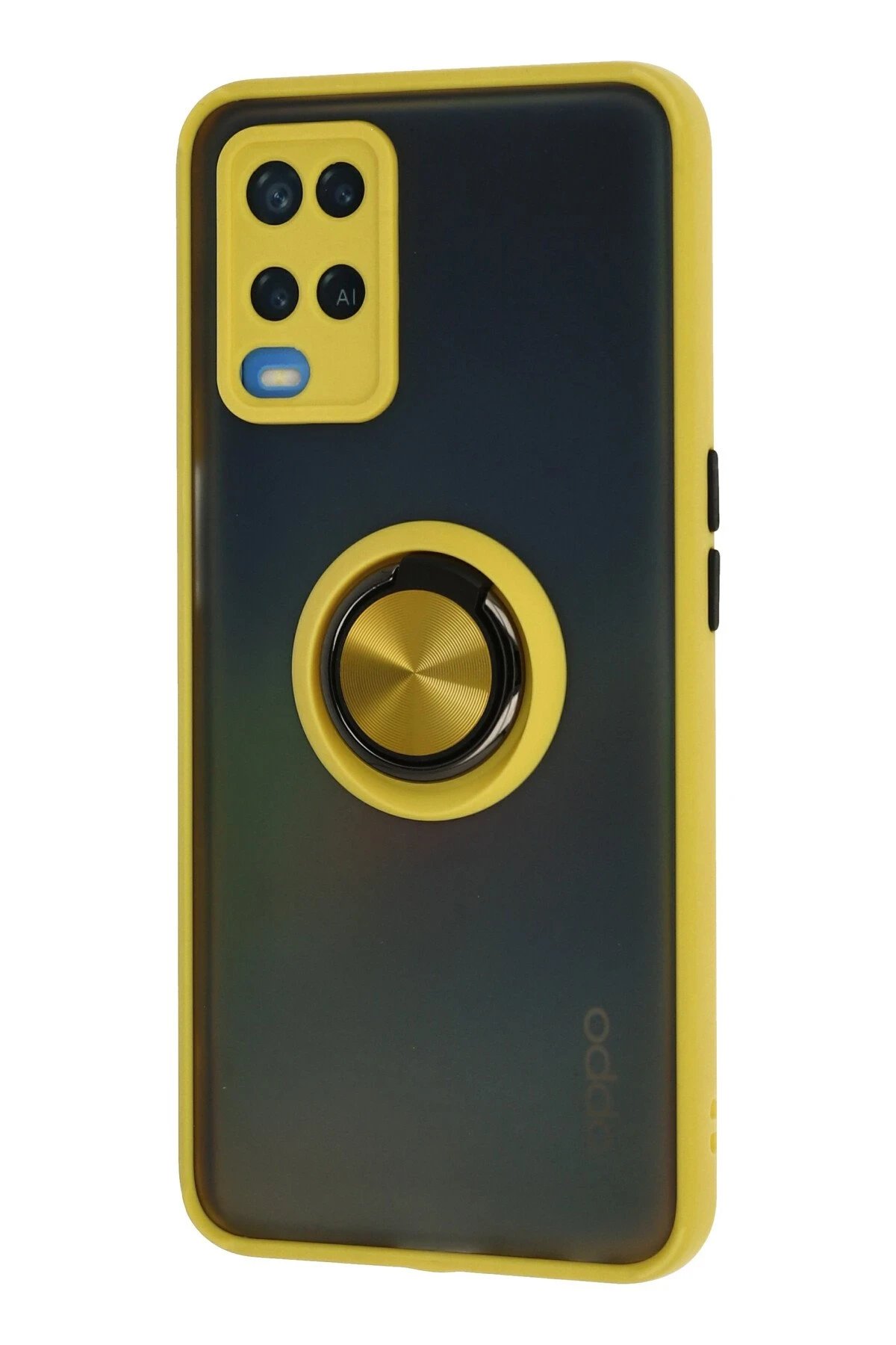 Newface Oppo A54 4G Kılıf Montreal Yüzüklü Silikon Kapak - Sarı