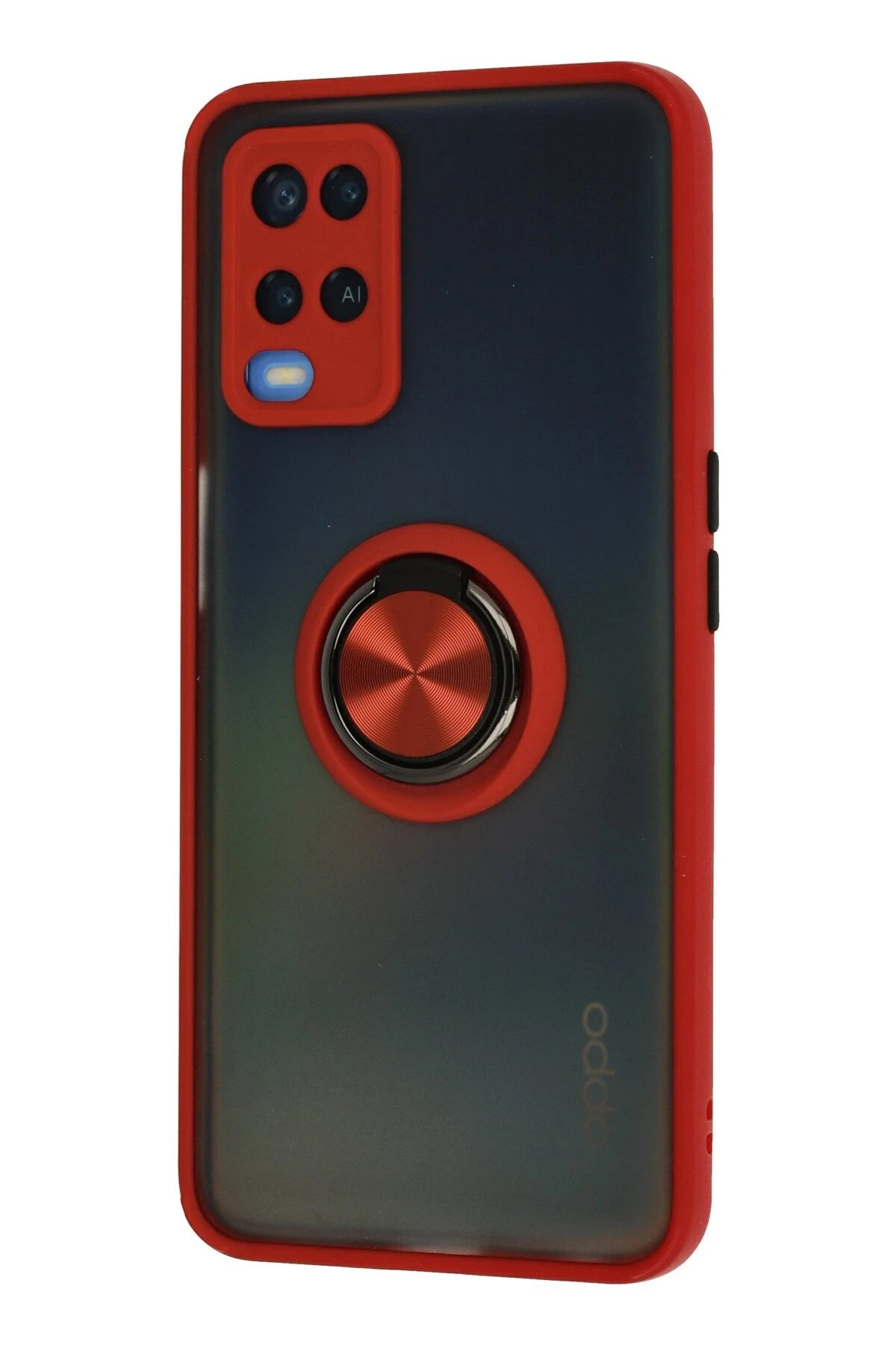 Newface Oppo A54 4G Kılıf Montreal Yüzüklü Silikon Kapak - Kırmızı