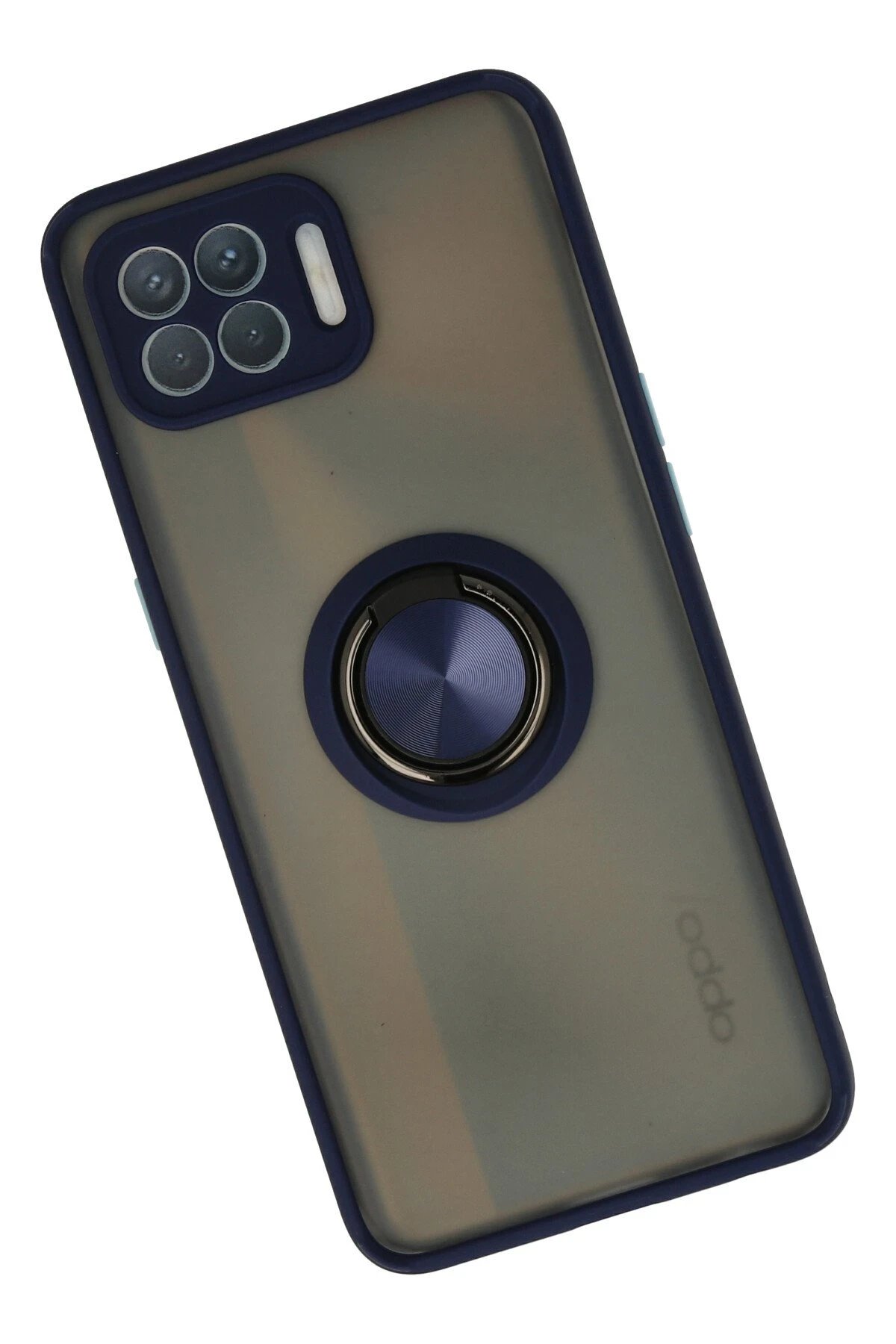 Newface Oppo Reno 4 Lite Kılıf Montreal Yüzüklü Silikon Kapak - Lacivert