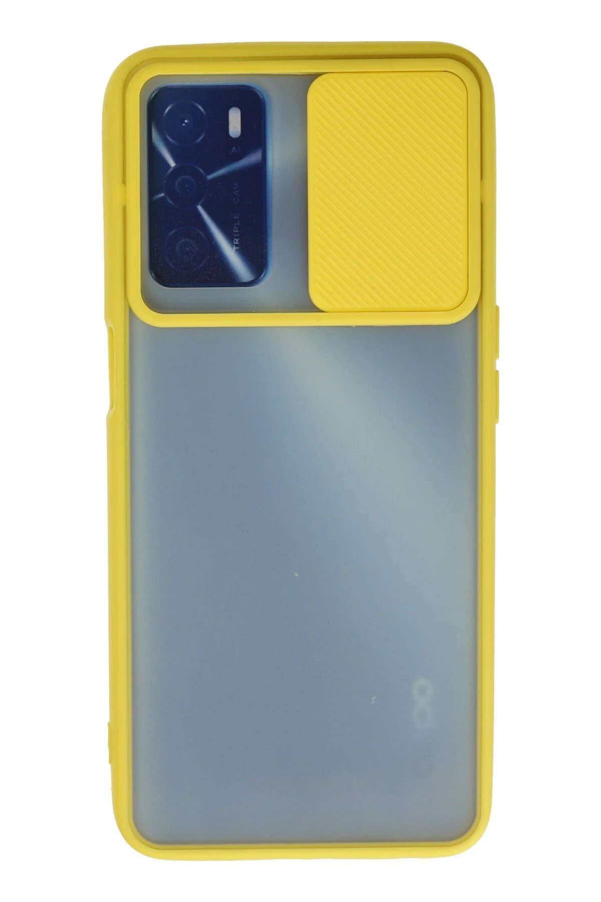 Newface Oppo A16 Kılıf Palm Buzlu Kamera Sürgülü Silikon - Sarı