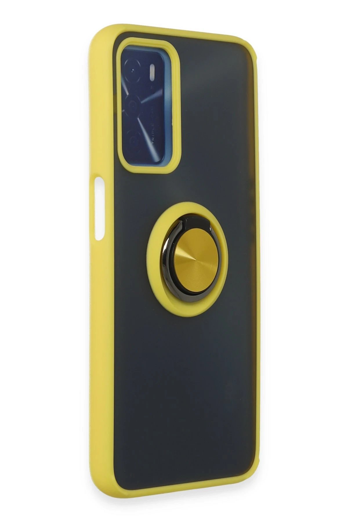 Newface Oppo A16 Kılıf Montreal Yüzüklü Silikon Kapak - Sarı