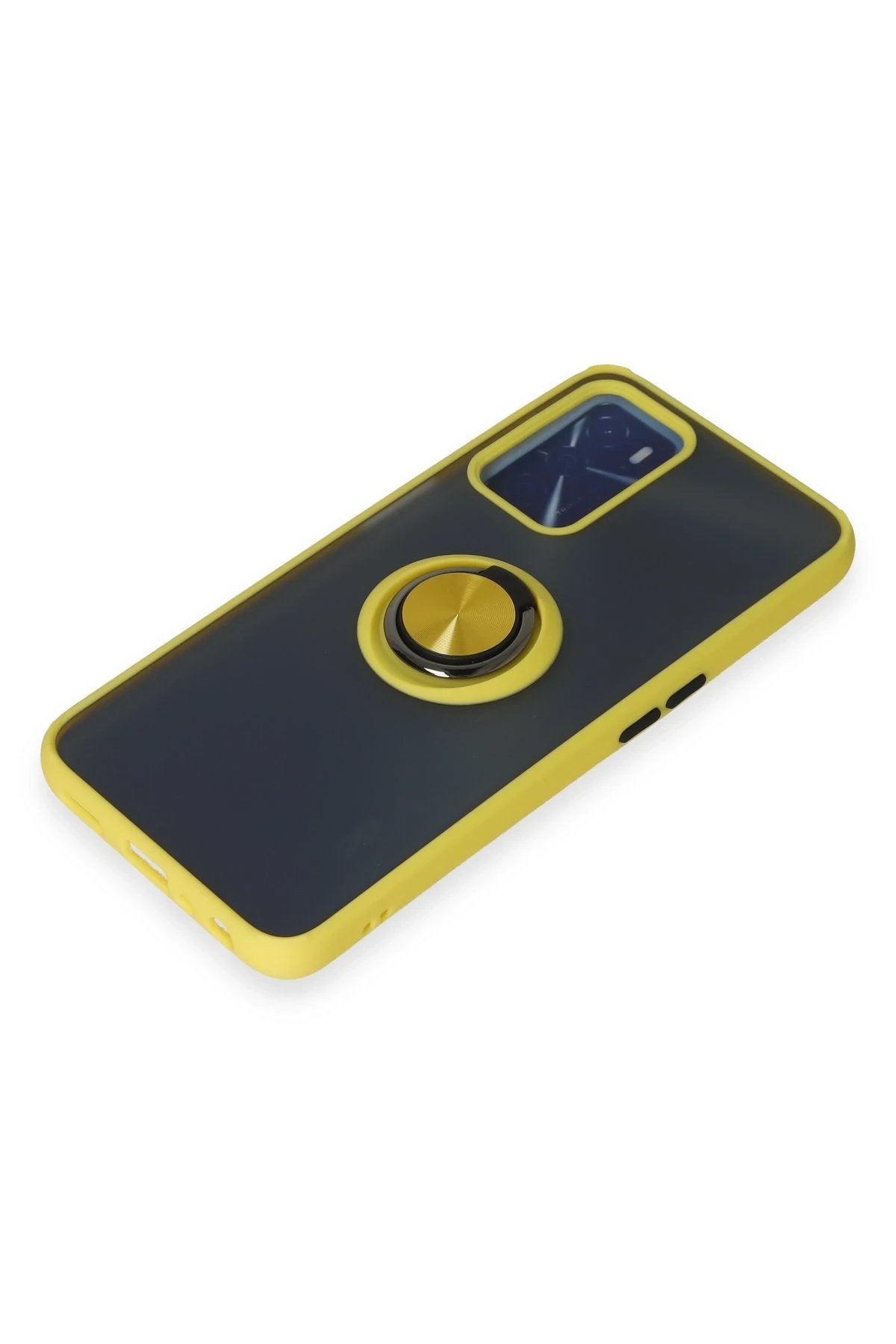 Newface Oppo A16 Kılıf Montreal Yüzüklü Silikon Kapak - Sarı