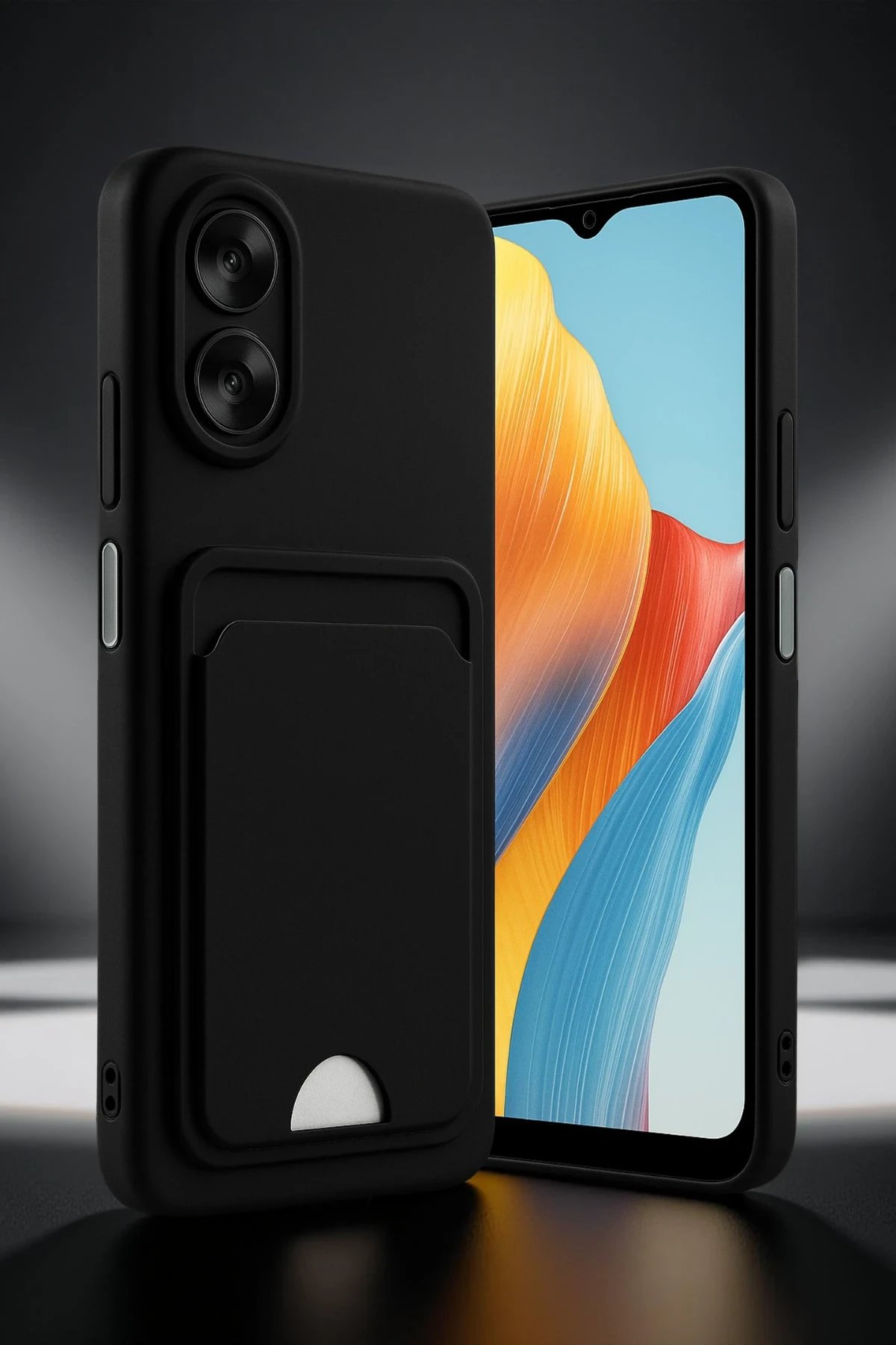 Newface Oppo A38 Kılıf Kelvin Kartvizitli Silikon - Siyah