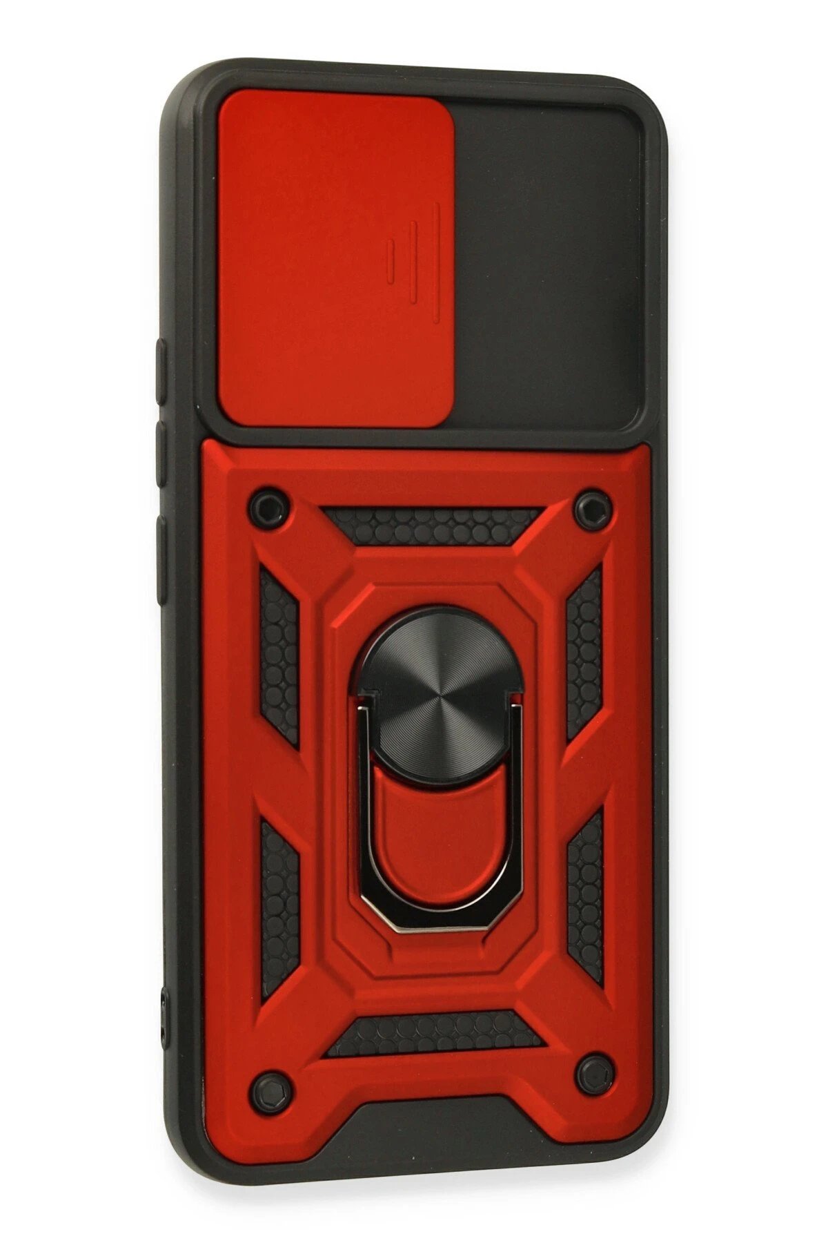 Newface Realme 8 Kılıf Pars Lens Yüzüklü Silikon - Kırmızı