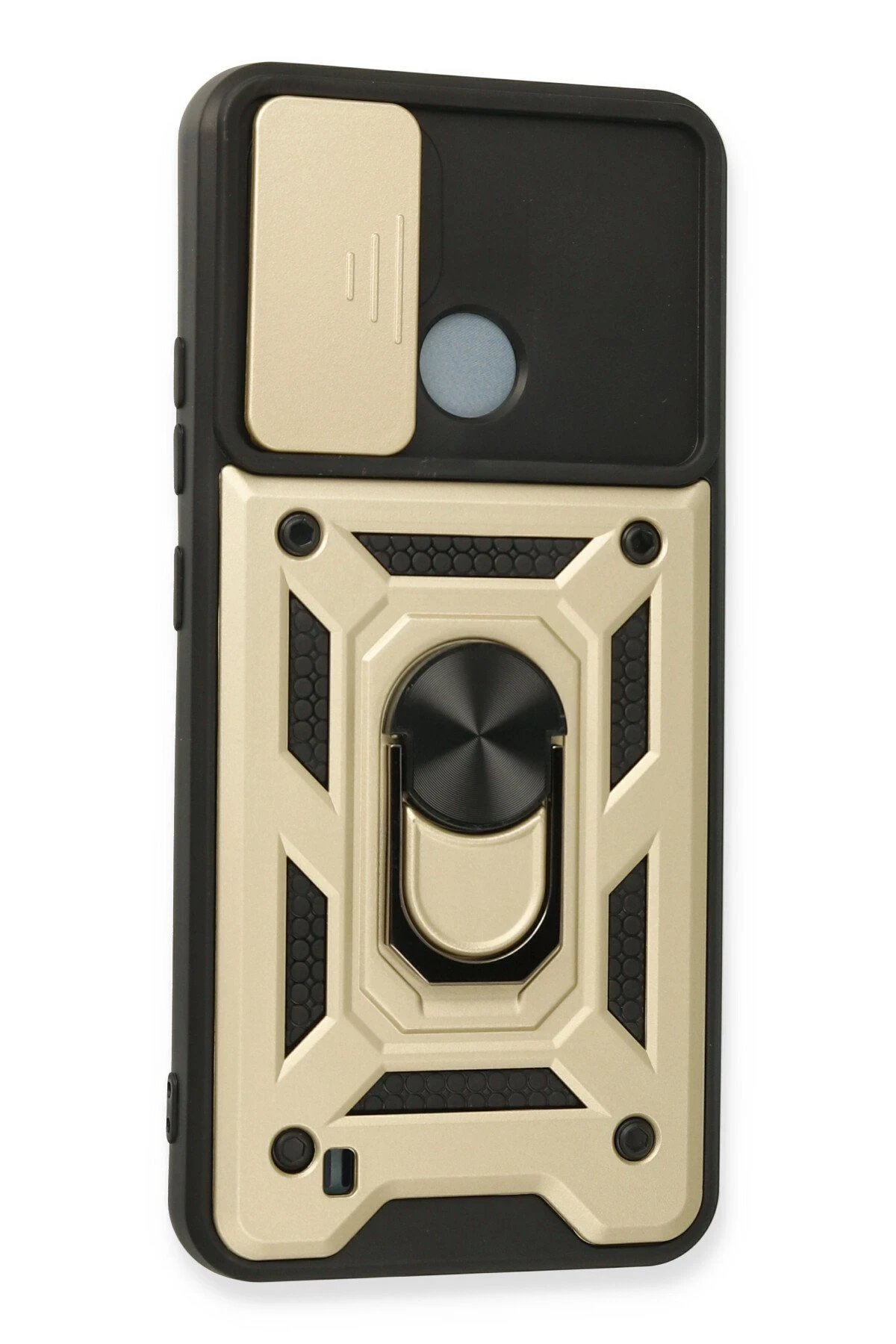 Newface Realme C11 2021 Kılıf Pars Lens Yüzüklü Silikon - Gold