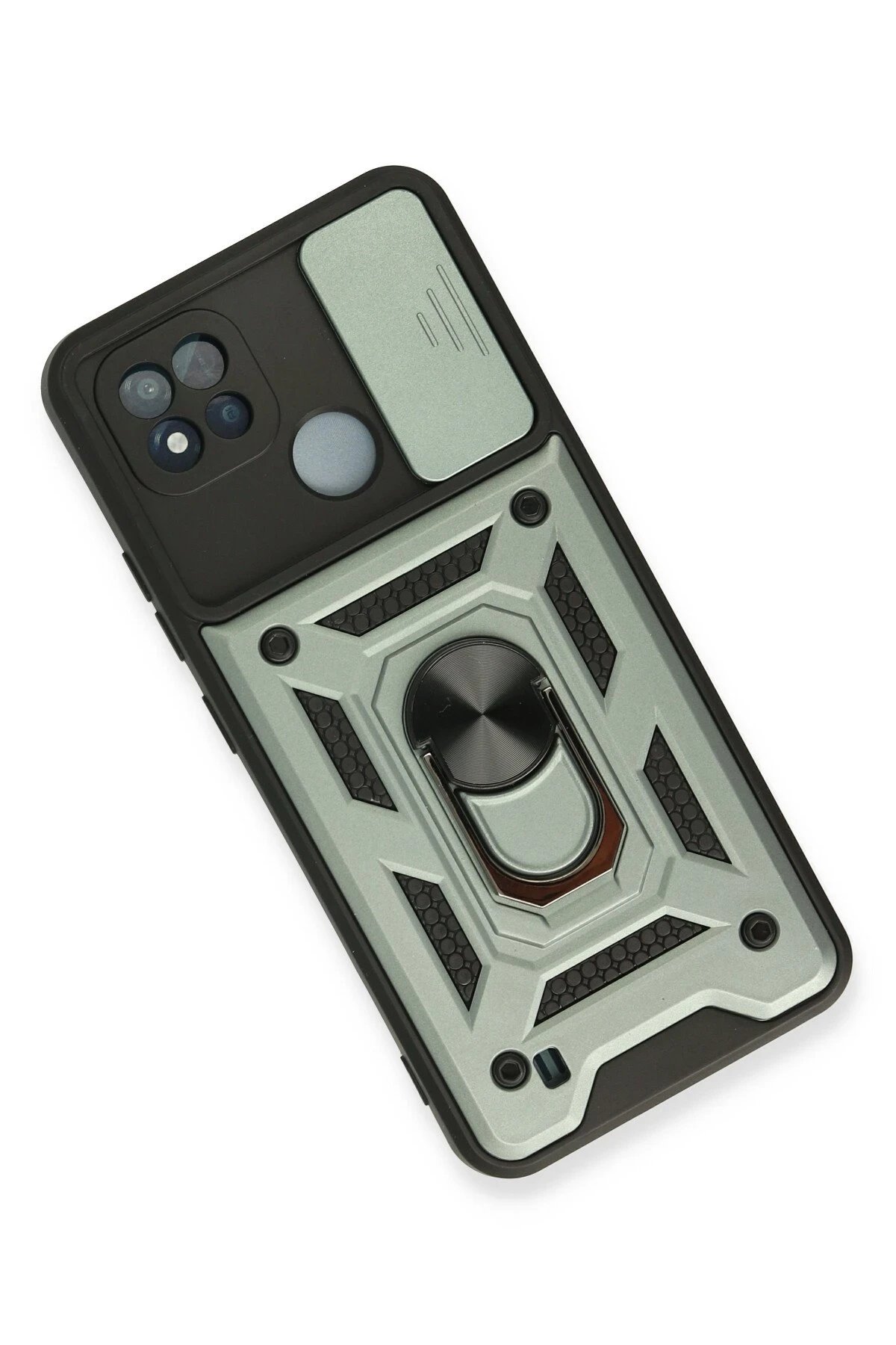 Newface Realme C11 2021 Kılıf Pars Lens Yüzüklü Silikon - Yeşil