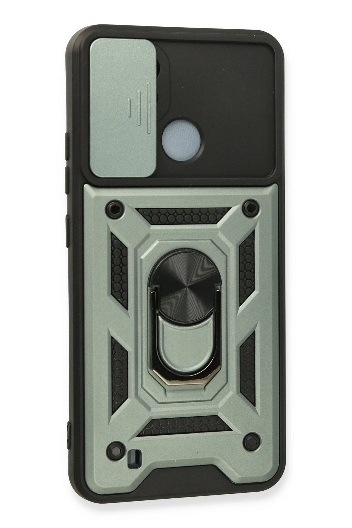 Newface Realme C11 2021 Kılıf Pars Lens Yüzüklü Silikon - Yeşil