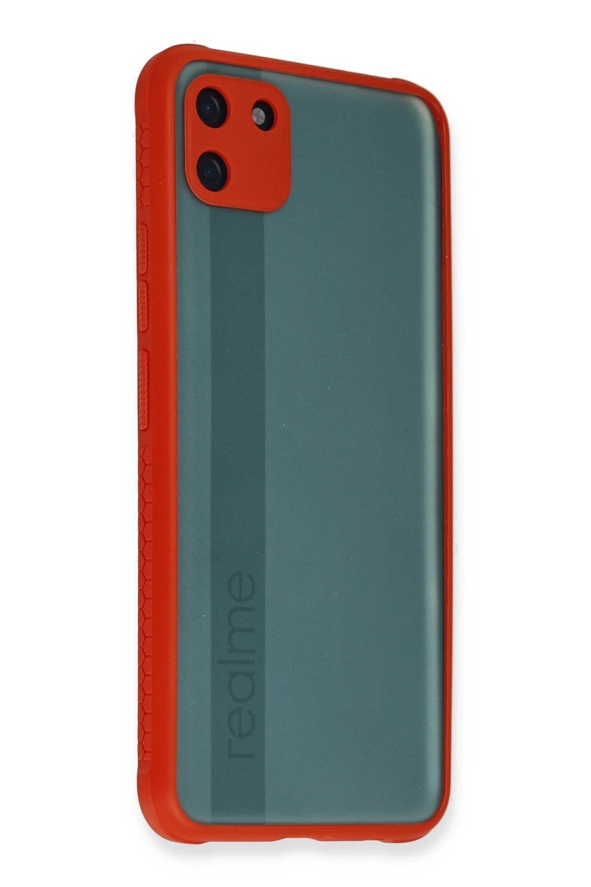 Newface Realme C11 Kılıf Miami Şeffaf Silikon - Kırmızı