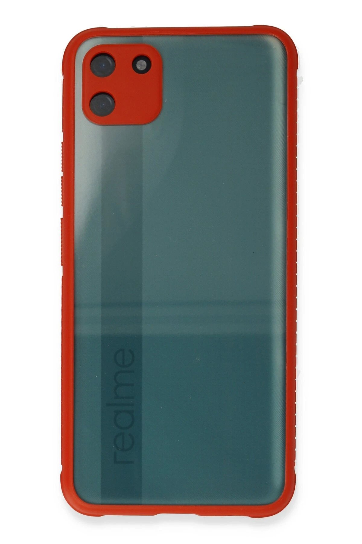 Newface Realme C11 Kılıf Miami Şeffaf Silikon - Kırmızı