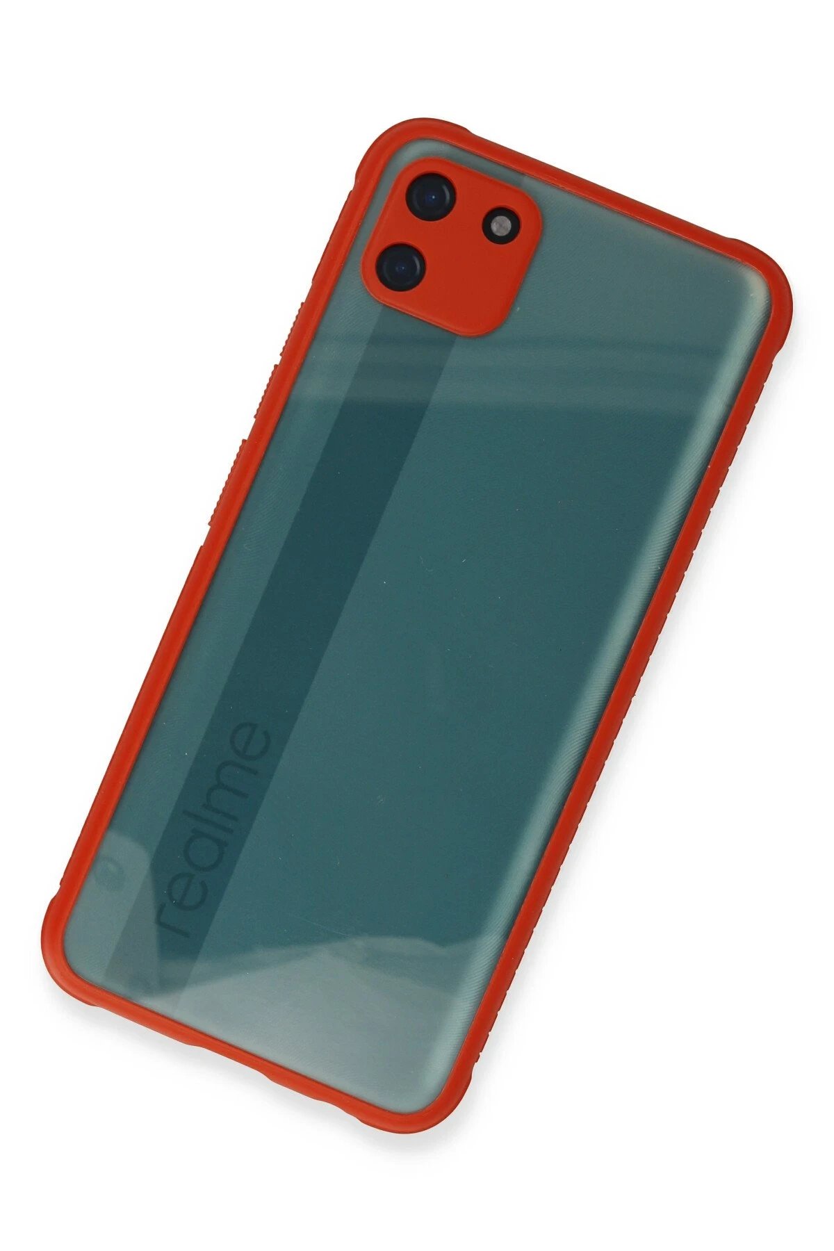 Newface Realme C11 Kılıf Miami Şeffaf Silikon - Kırmızı