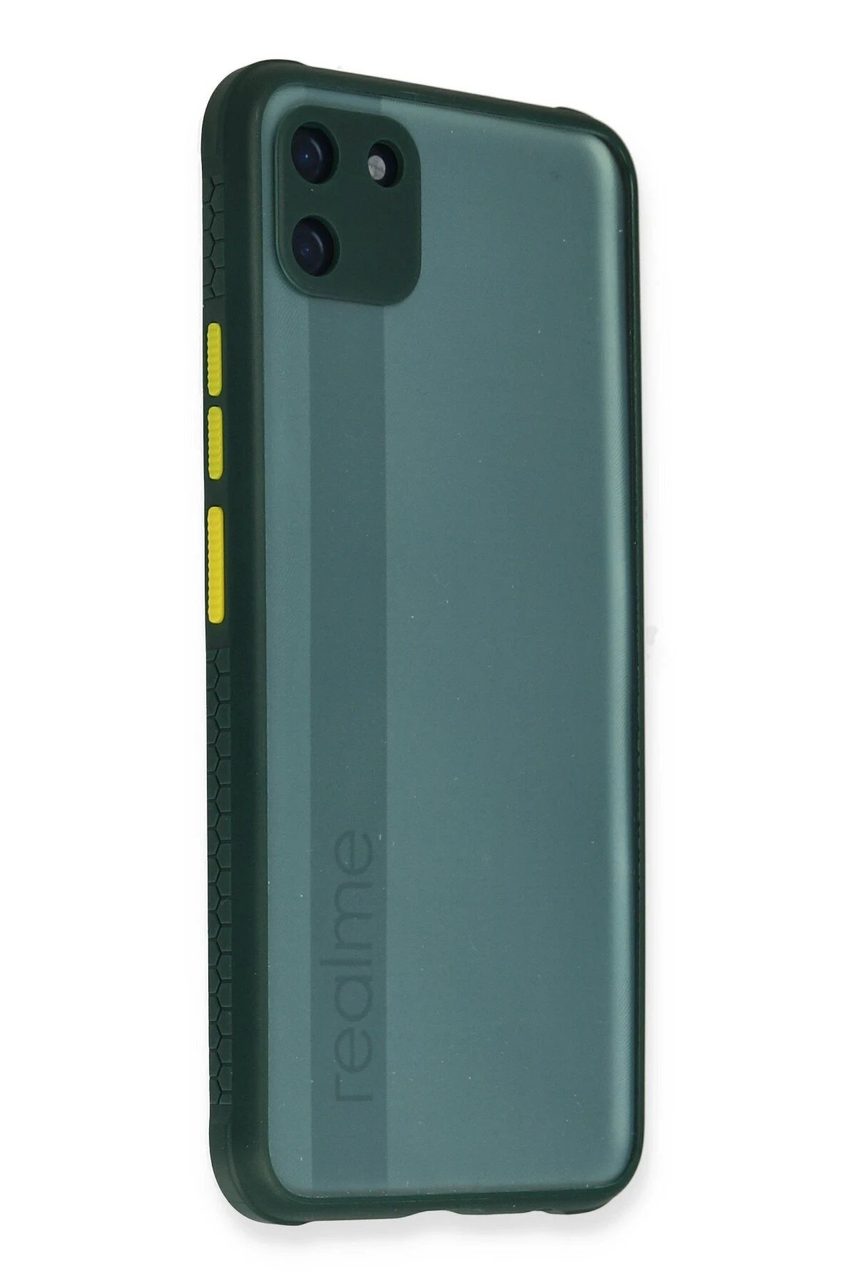 Newface Realme C11 Kılıf Miami Şeffaf Silikon - Koyu Yeşil