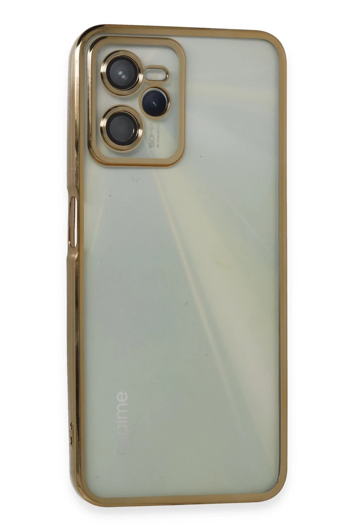 Newface Realme C35 Kılıf Razer Lensli Silikon - Gold