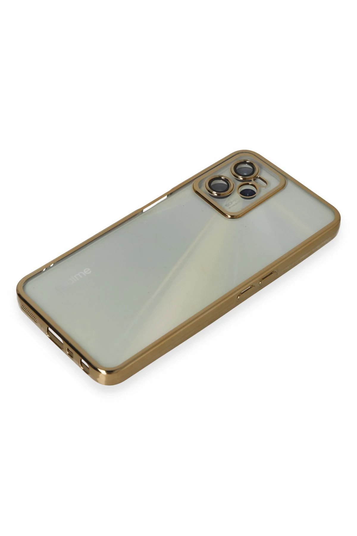 Newface Realme C35 Kılıf Razer Lensli Silikon - Gold