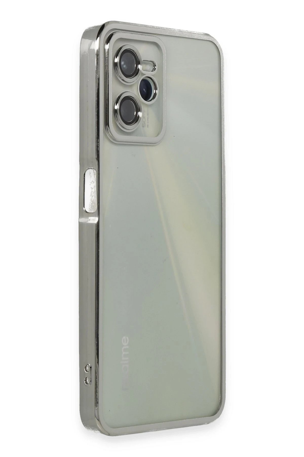 Newface Realme C35 Kılıf Razer Lensli Silikon - Gümüş