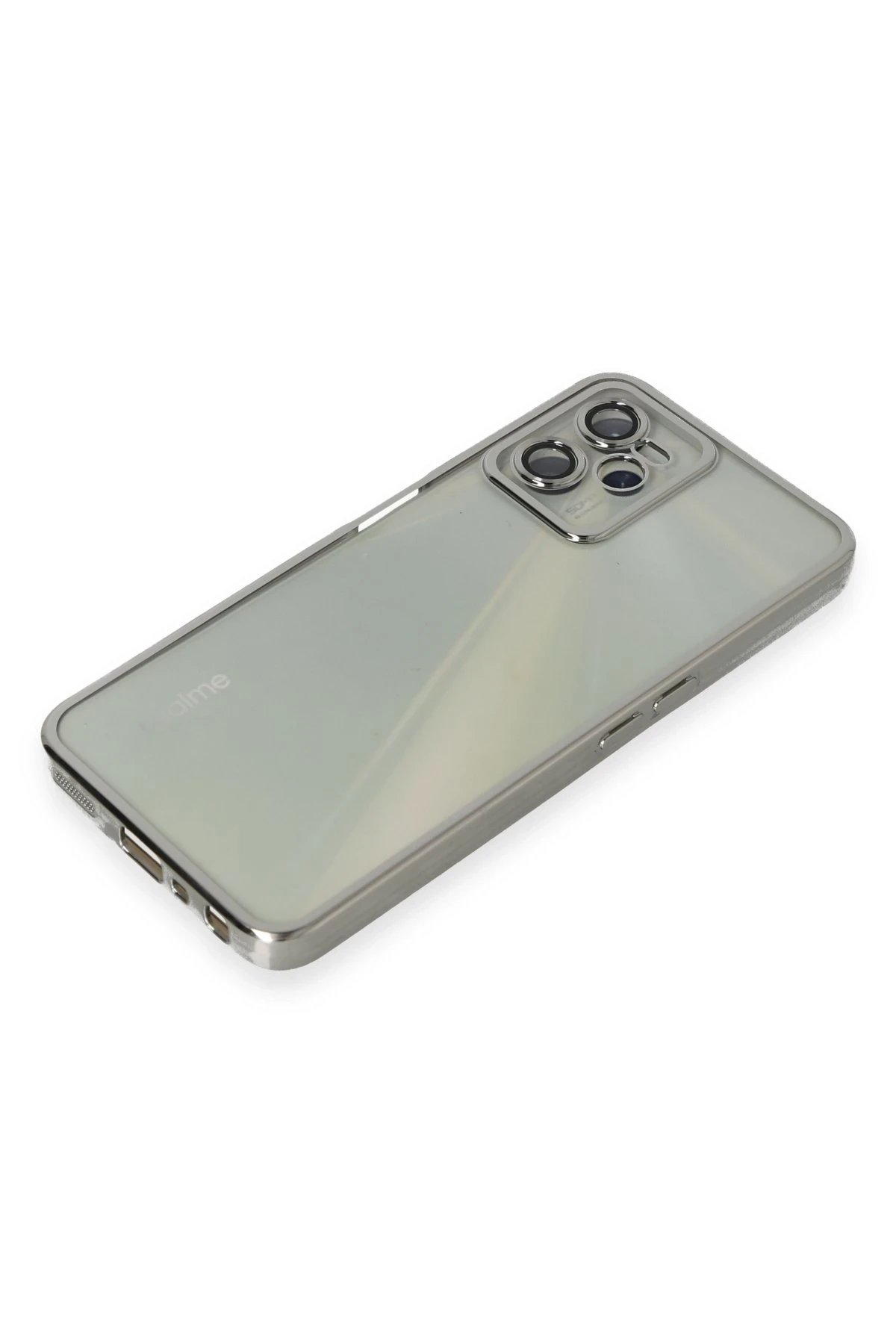 Newface Realme C35 Kılıf Razer Lensli Silikon - Gümüş