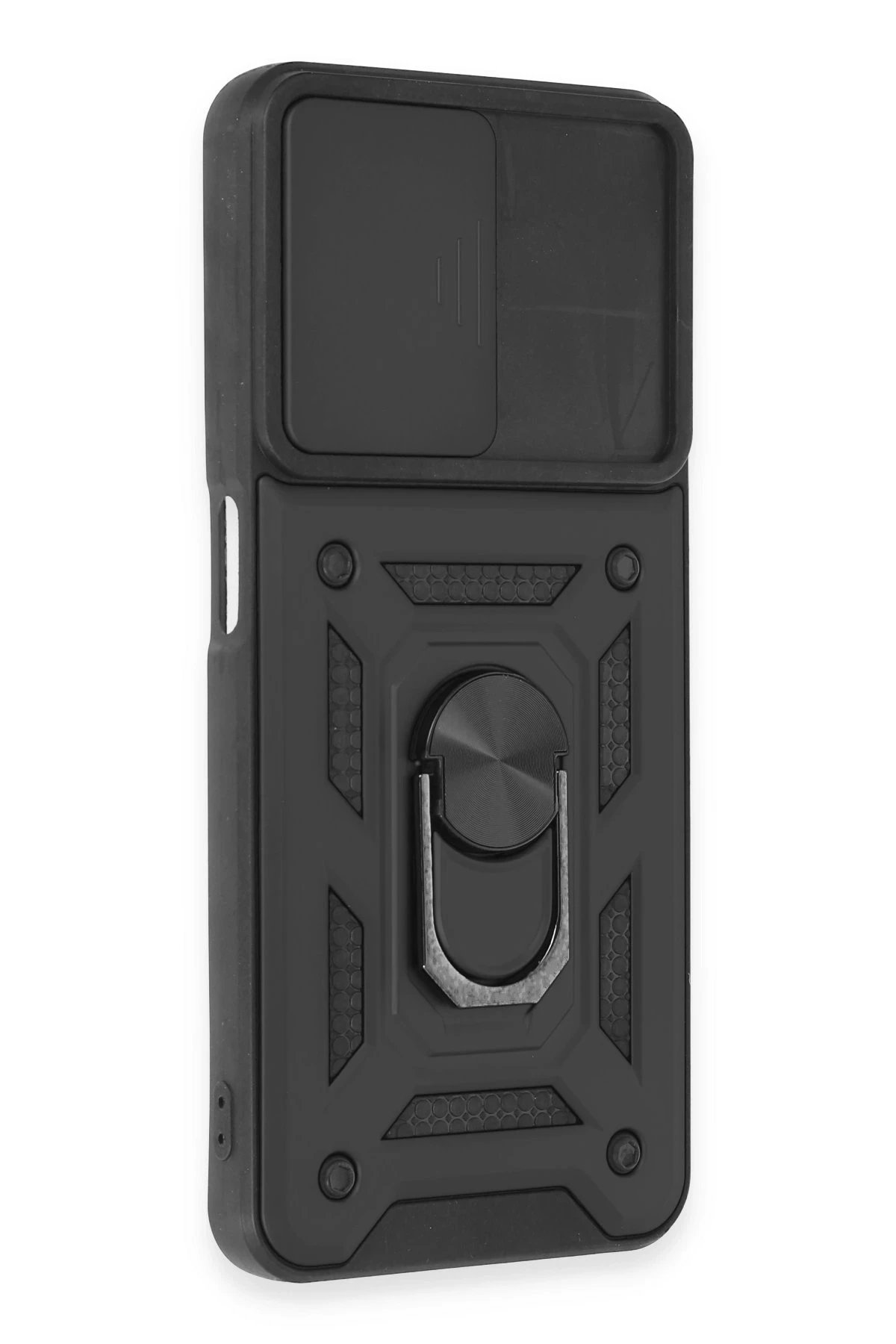 Newface Realme C35 Kılıf Pars Lens Yüzüklü Silikon - Siyah