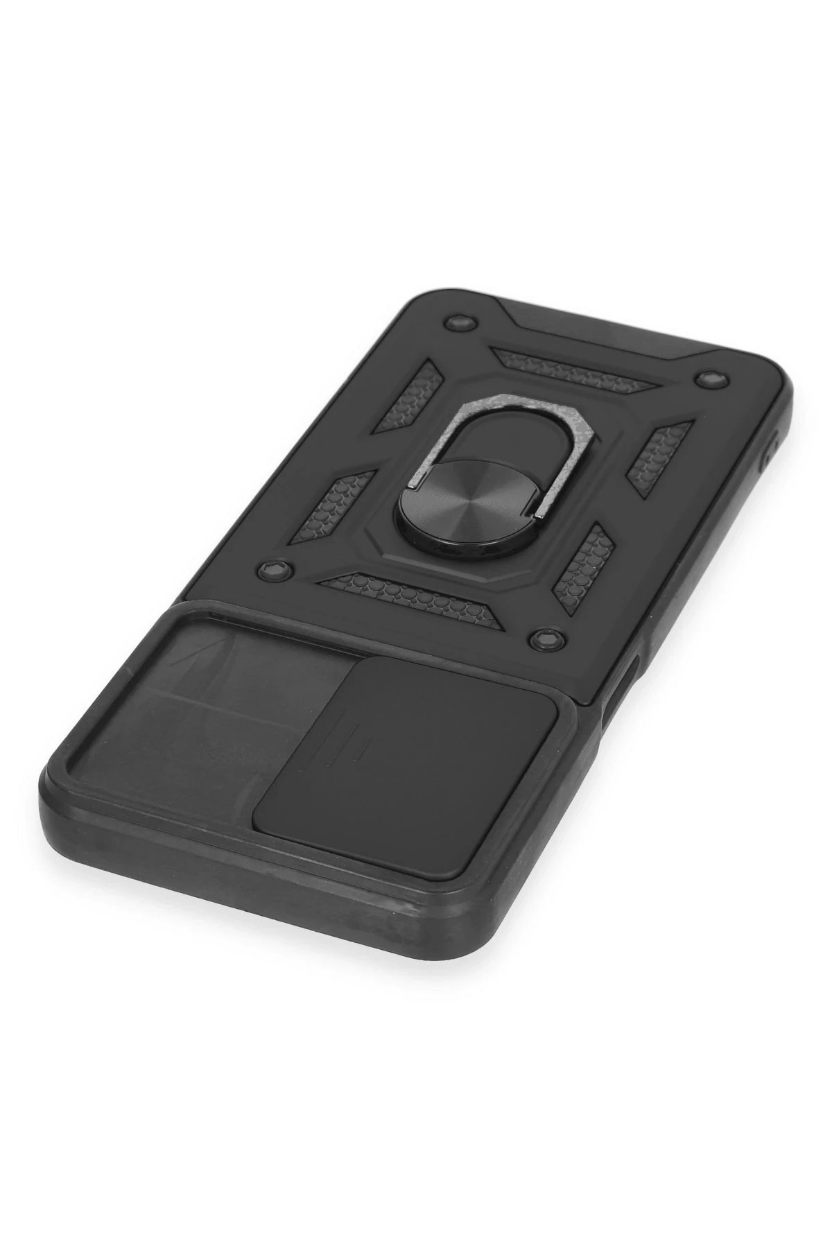 Newface Realme C35 Kılıf Pars Lens Yüzüklü Silikon - Siyah