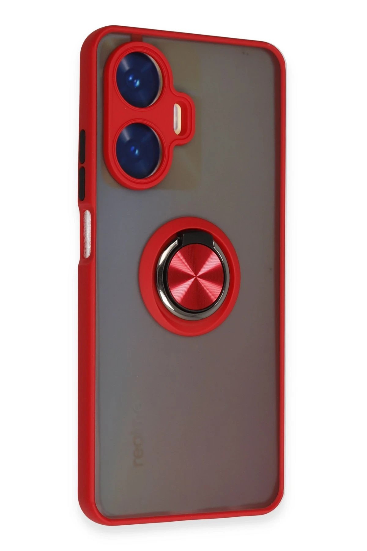 Newface Realme C55 Kılıf Montreal Yüzüklü Silikon Kapak - Kırmızı