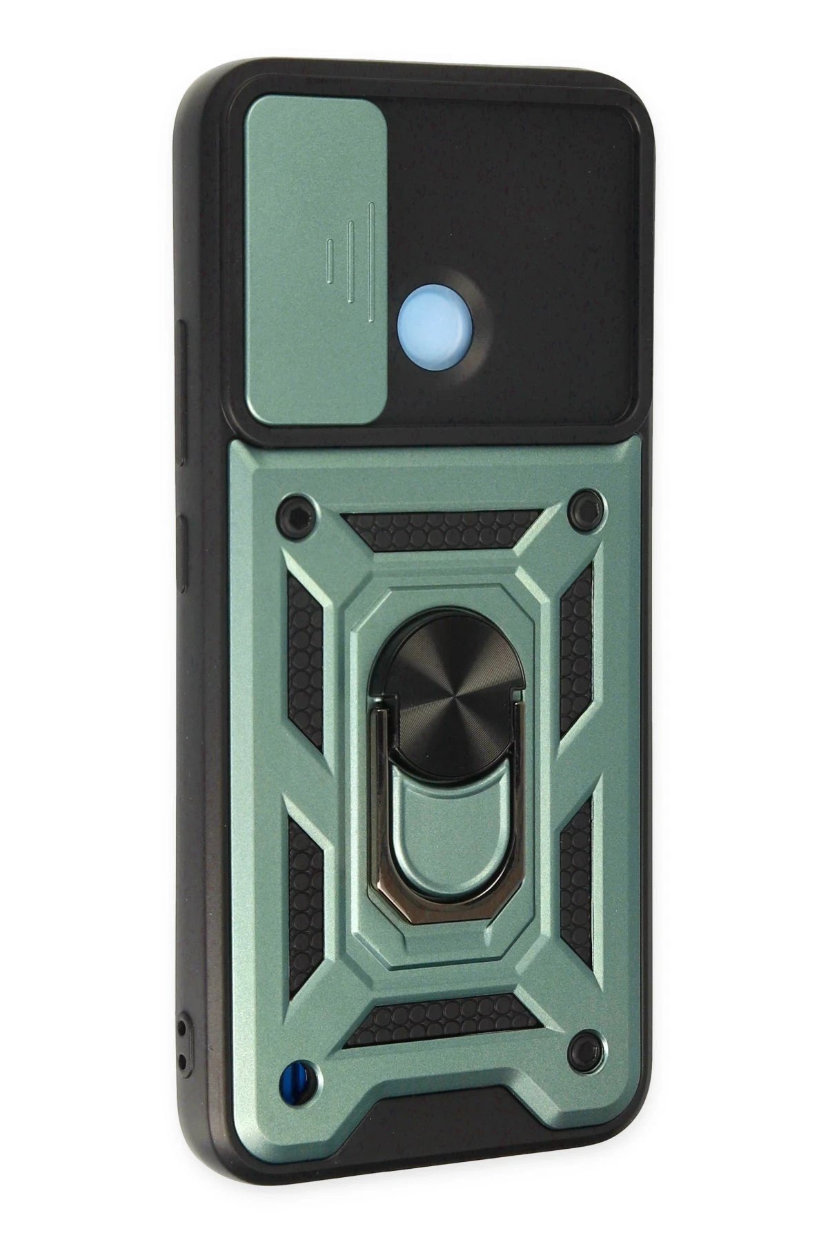 Newface Realme C25Y Kılıf Pars Lens Yüzüklü Silikon - Yeşil