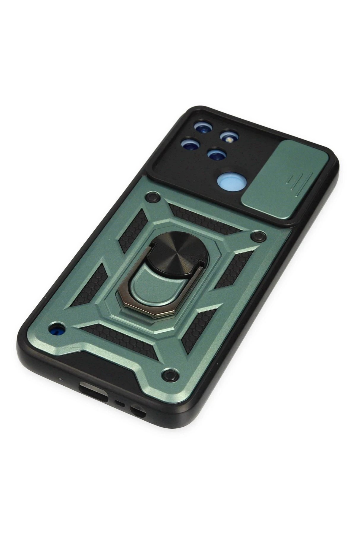 Newface Realme C25Y Kılıf Pars Lens Yüzüklü Silikon - Yeşil