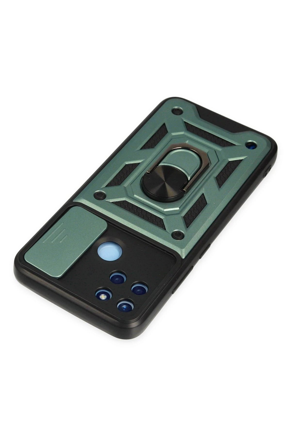 Newface Realme C25Y Kılıf Pars Lens Yüzüklü Silikon - Yeşil