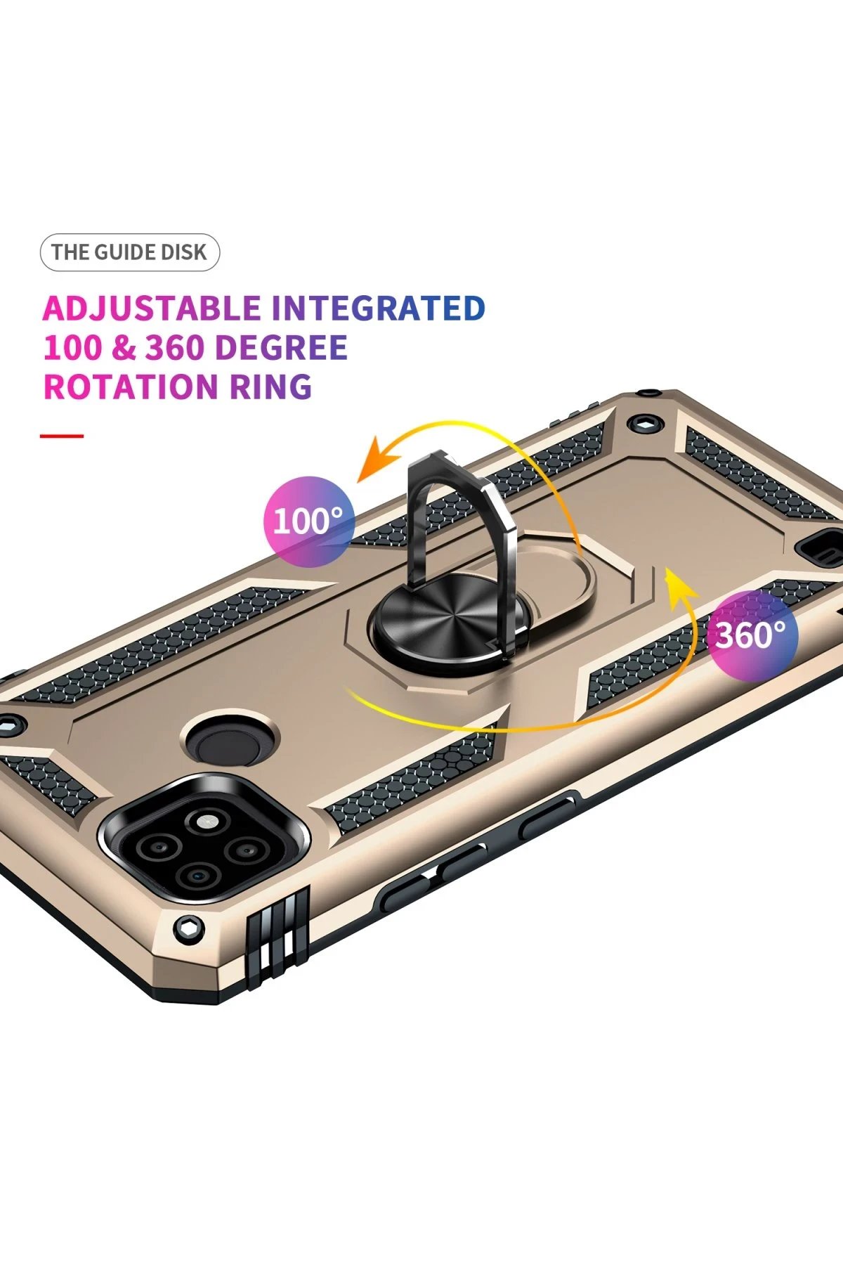 Newface Realme C21 Kılıf Sofya Yüzüklü Silikon Kapak - Gold