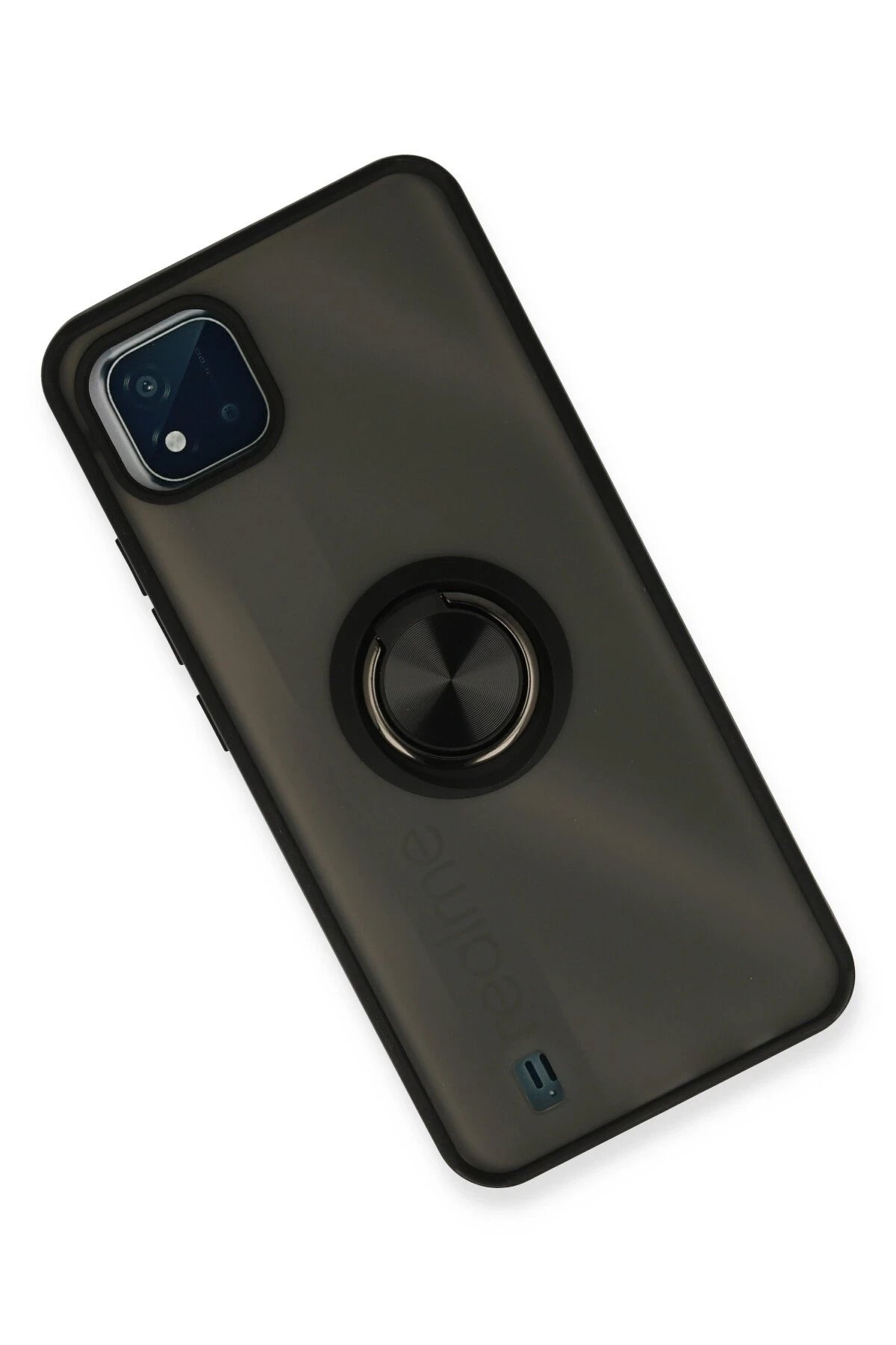 Newface Realme C11 2021 Kılıf Montreal Yüzüklü Silikon Kapak - Siyah