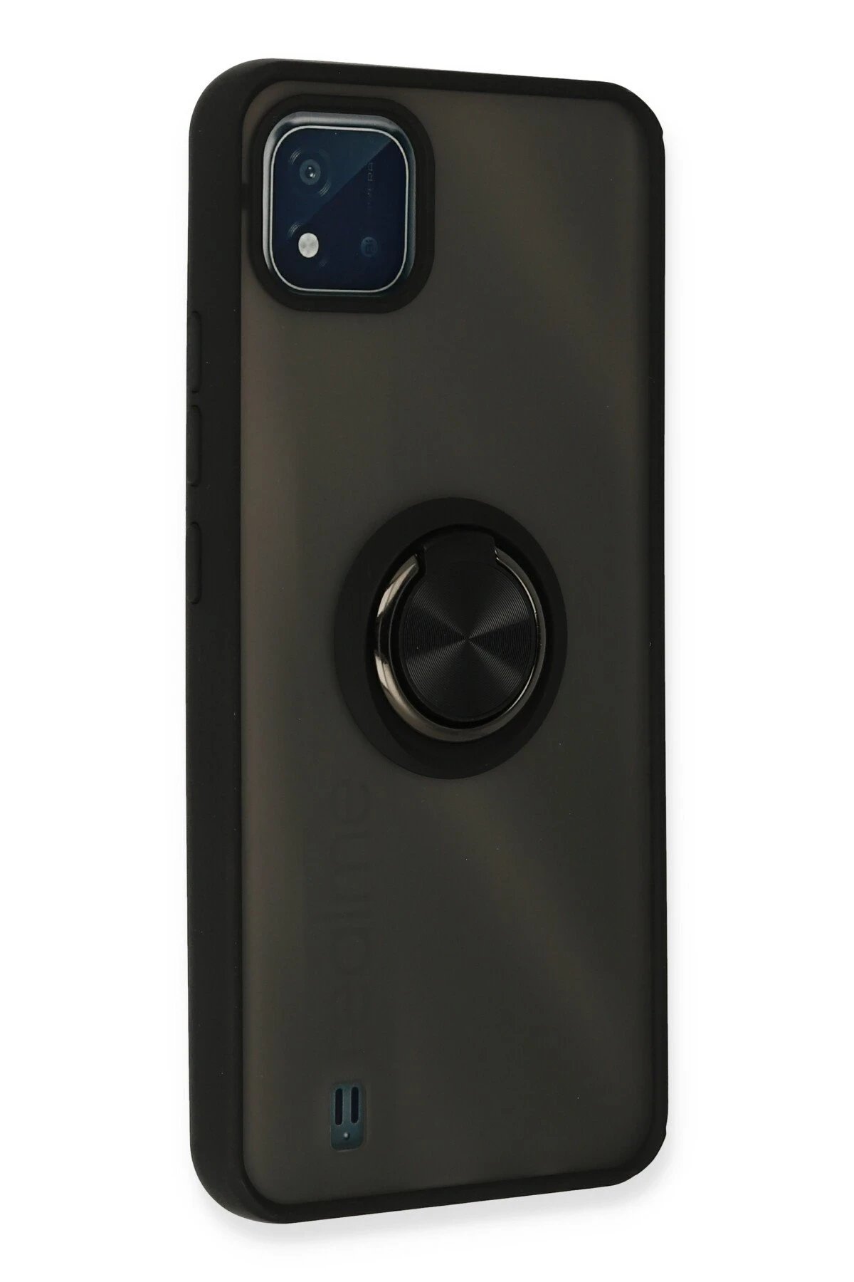 Newface Realme C11 2021 Kılıf Montreal Yüzüklü Silikon Kapak - Siyah