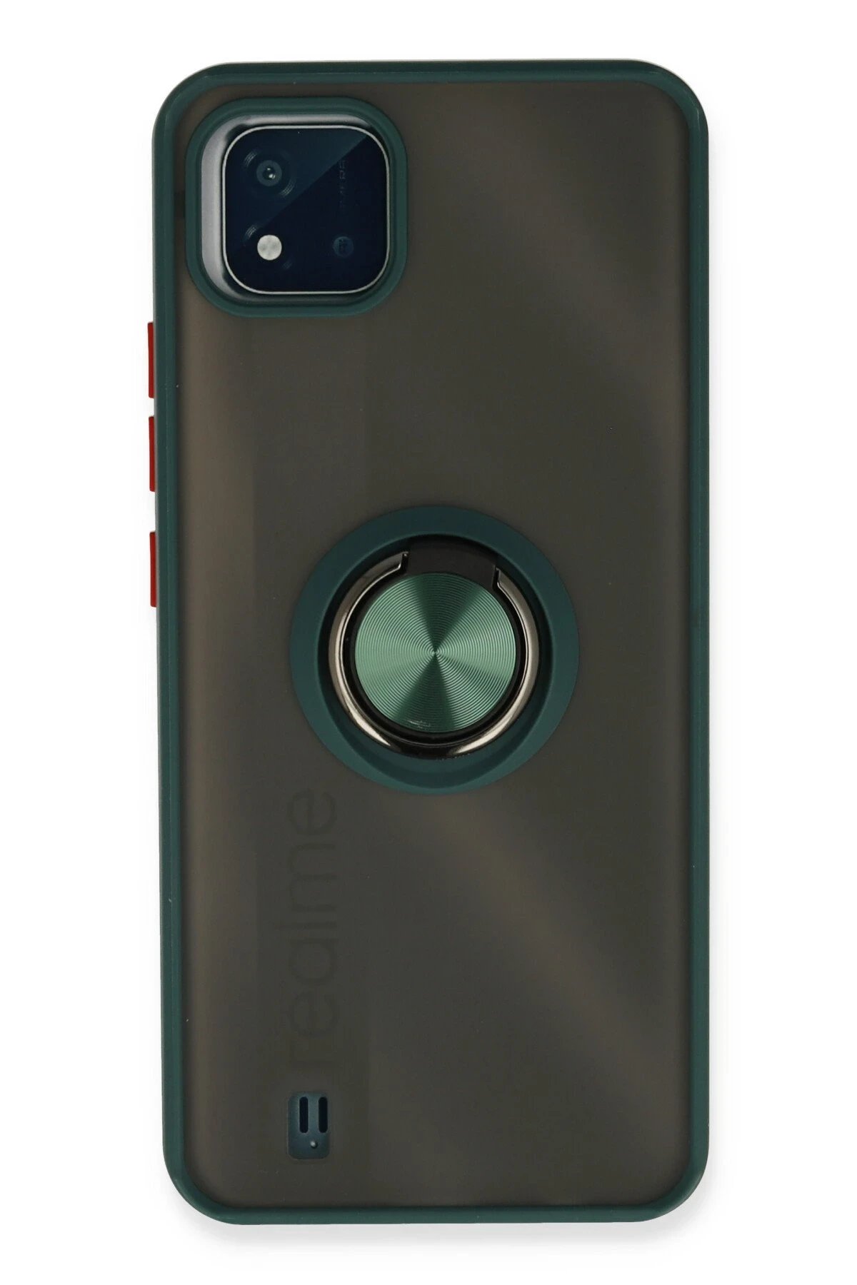 Newface Realme C11 2021 Kılıf Montreal Yüzüklü Silikon Kapak - Yeşil