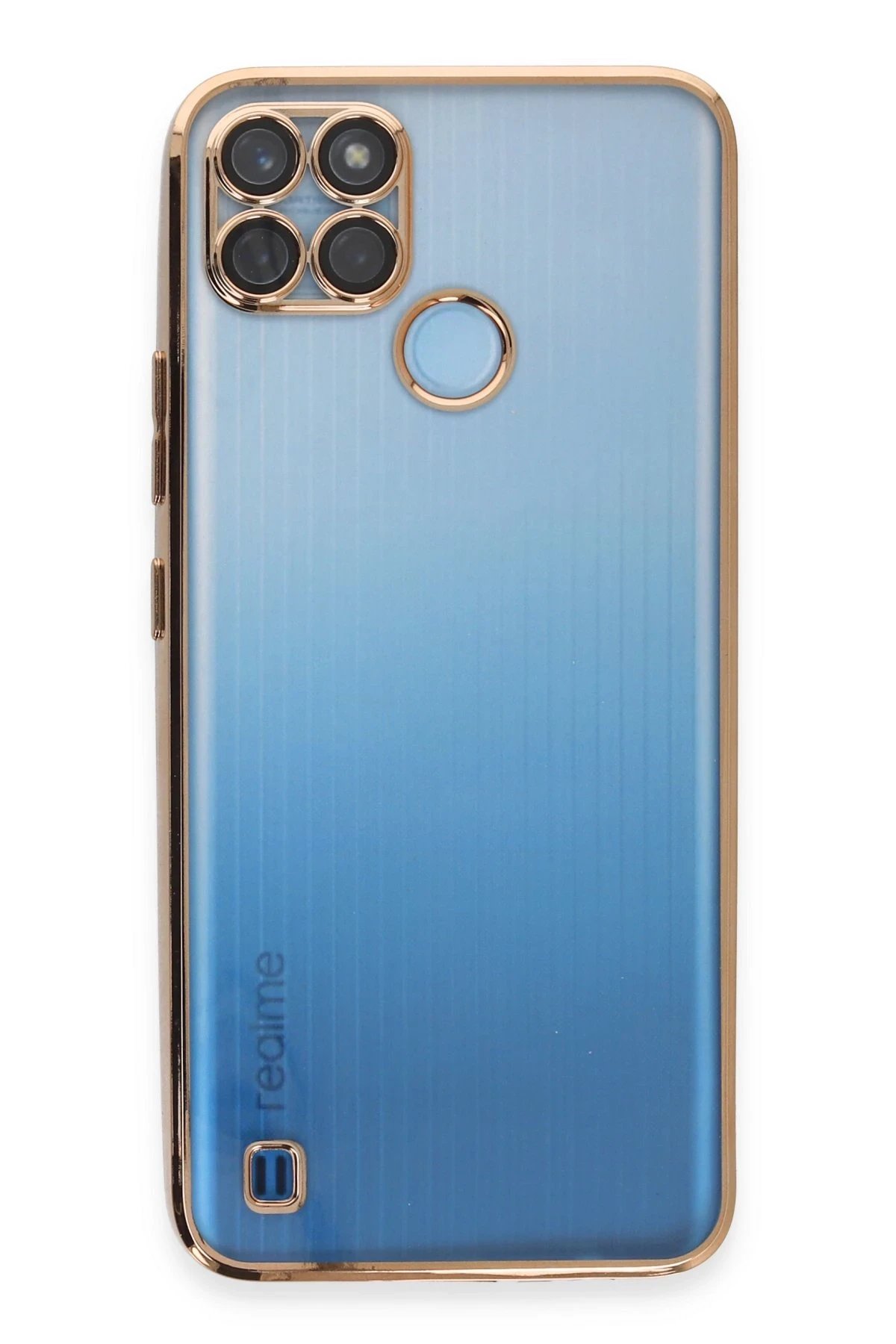 Newface Realme C25Y Kılıf Razer Lensli Silikon - Gold