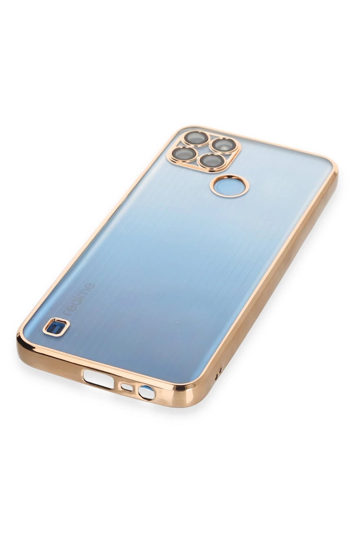 Newface Realme C25Y Kılıf Razer Lensli Silikon - Gold