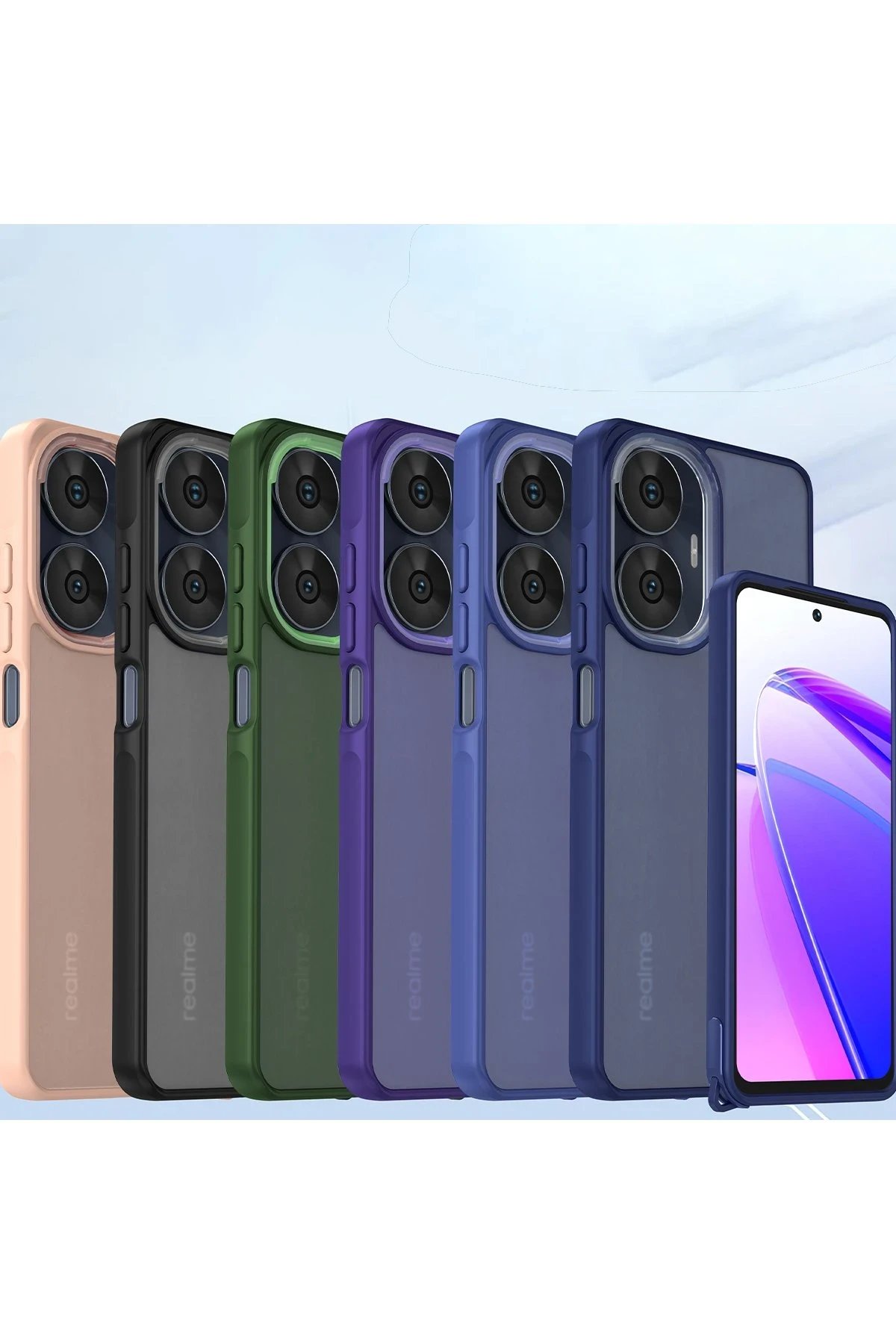 Newface Realme C55 Kılıf Elegant Kapak - Açık Mavi