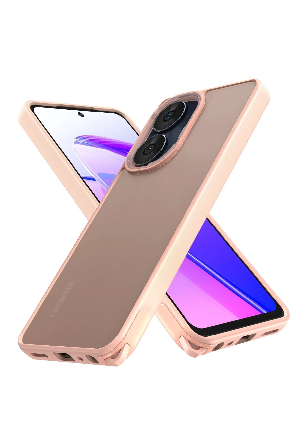 Newface Realme C55 Kılıf Elegant Kapak - Pudra