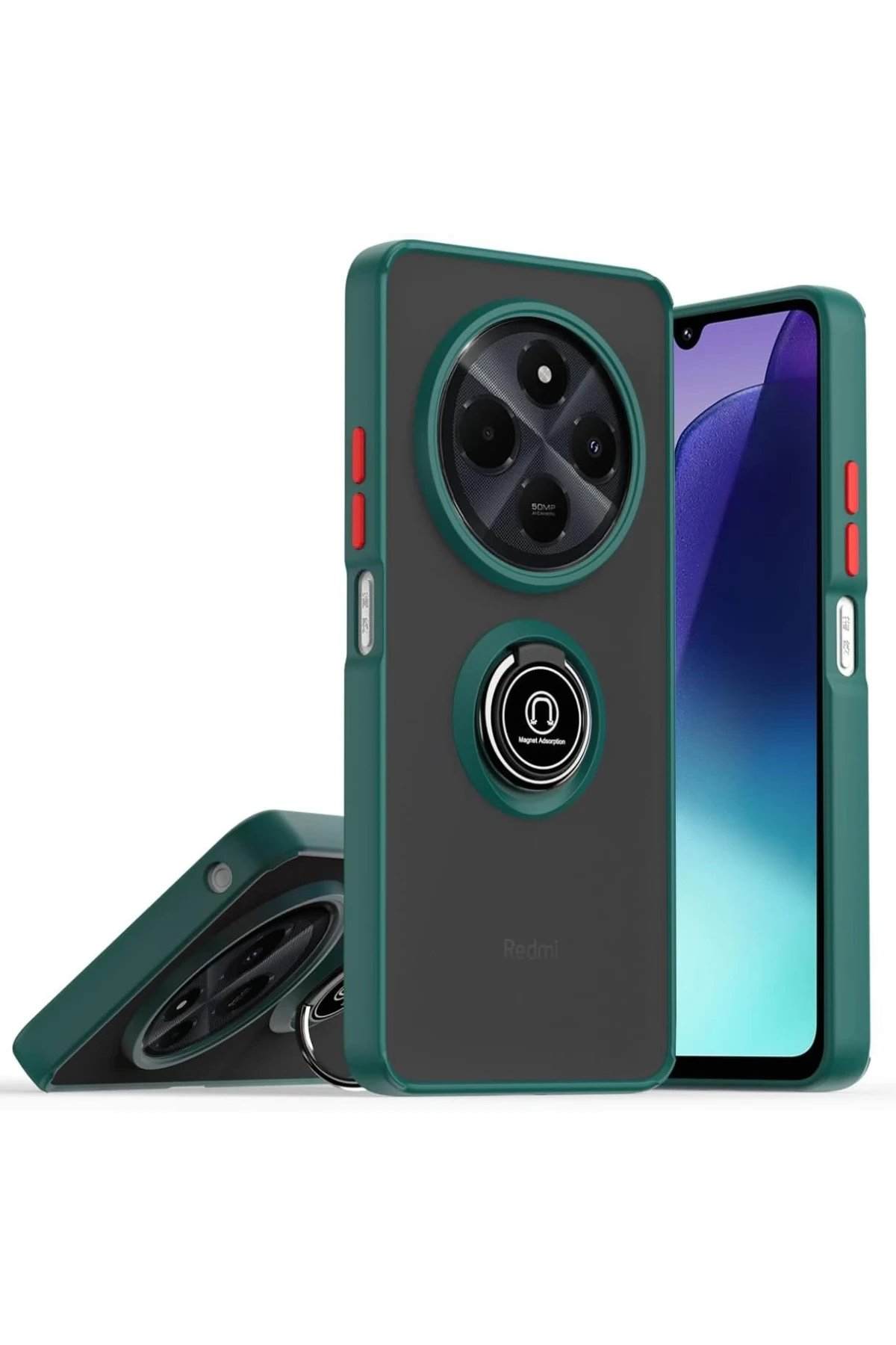 Newface Realme C75 4G Kılıf Montreal Yüzüklü Silikon Kapak - Yeşil