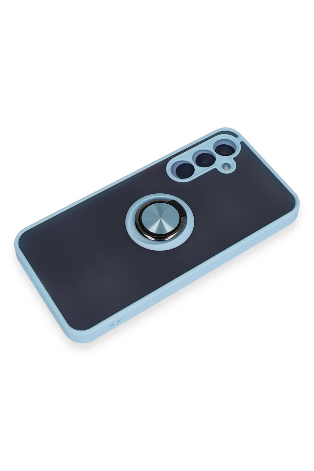 Newface Samsung Galaxy A15 4G Kılıf Montreal Yüzüklü Silikon Kapak - Buz Mavi