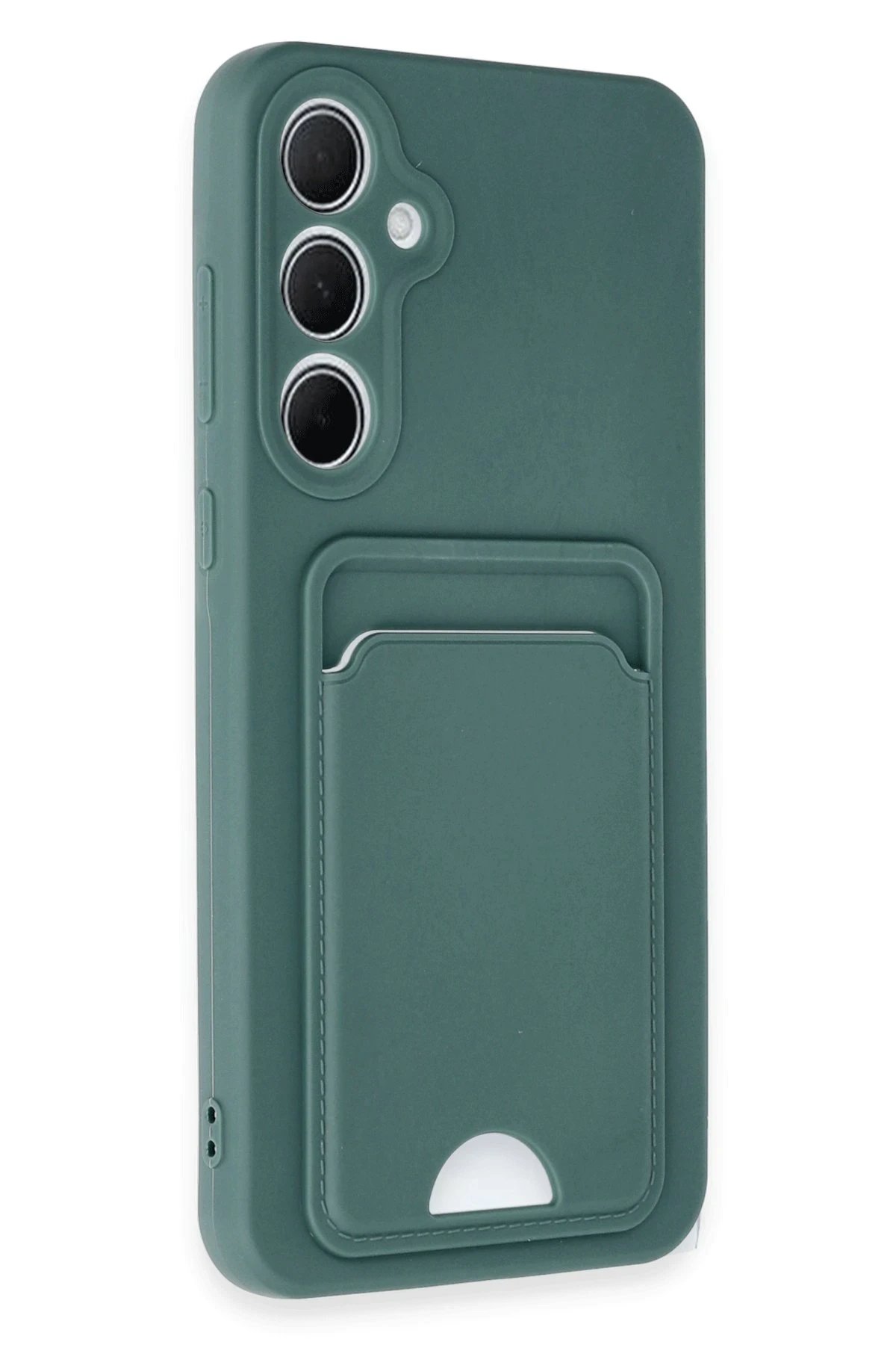 Newface Samsung Galaxy A35 5G Kılıf Kelvin Kartvizitli Silikon - Koyu Yeşil