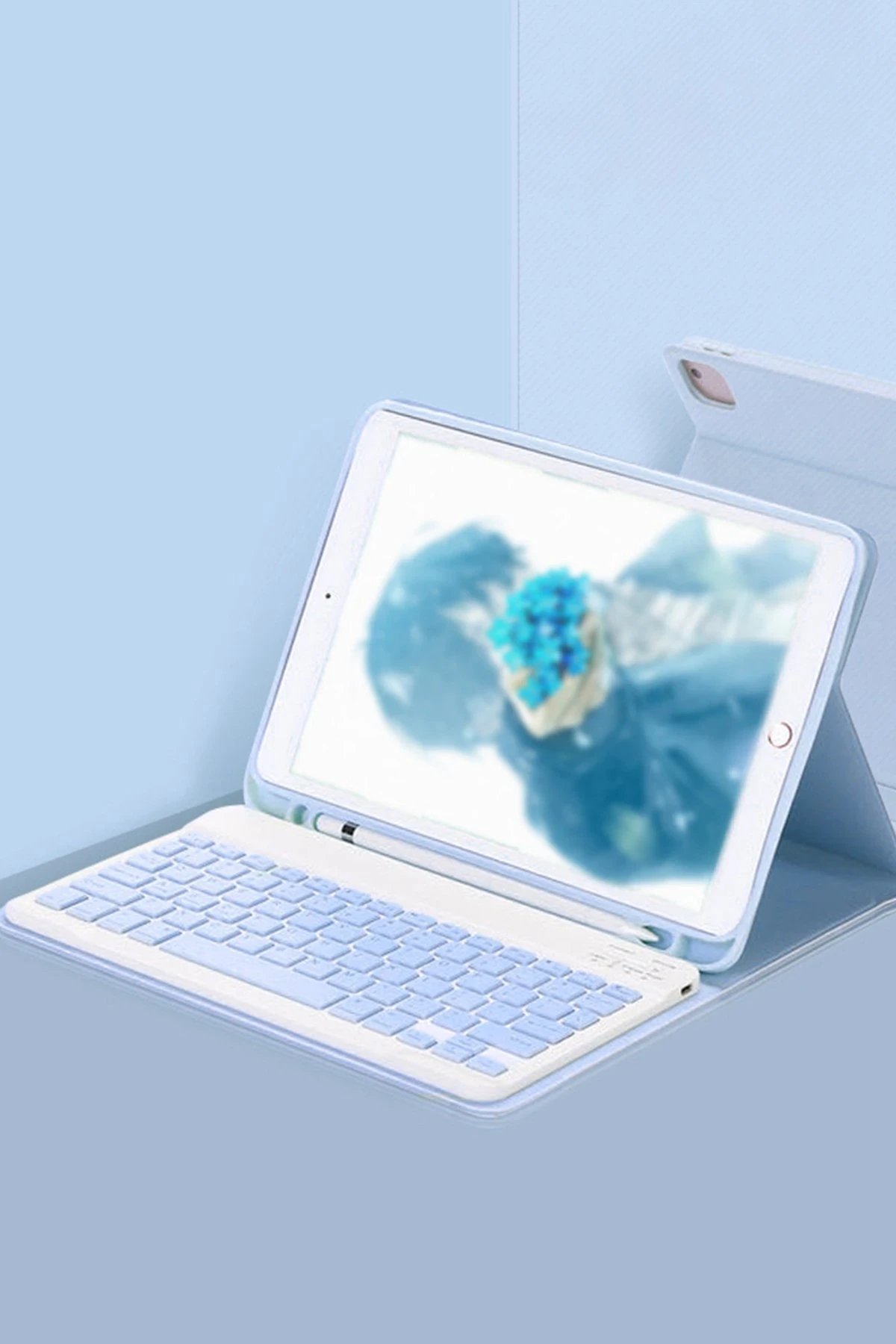 Newface Samsung Galaxy X200 Tab A8 10.5 Kılıf KC01 Smart Klavyeli Tablet Kılıfı - Mavi